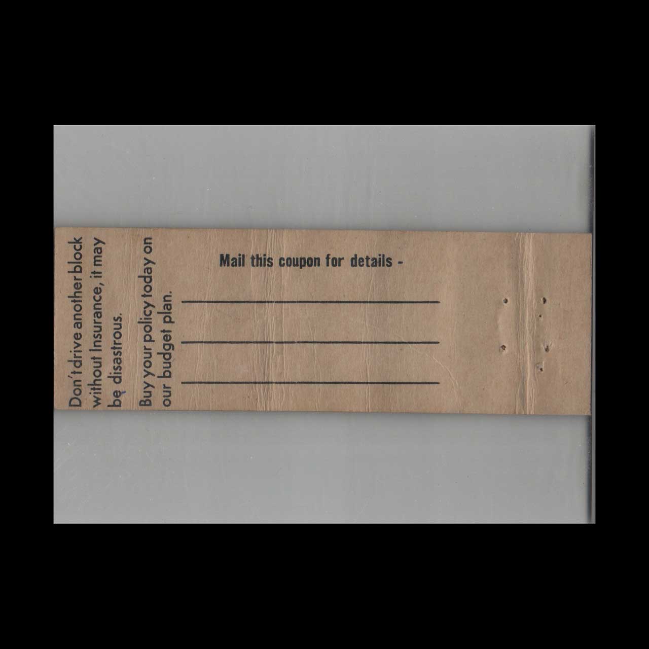 Matchbook Cover Britell Insurance Agency Amsterdam NY Matchbook Cover Britell Insurance Agency Amsterdam NY