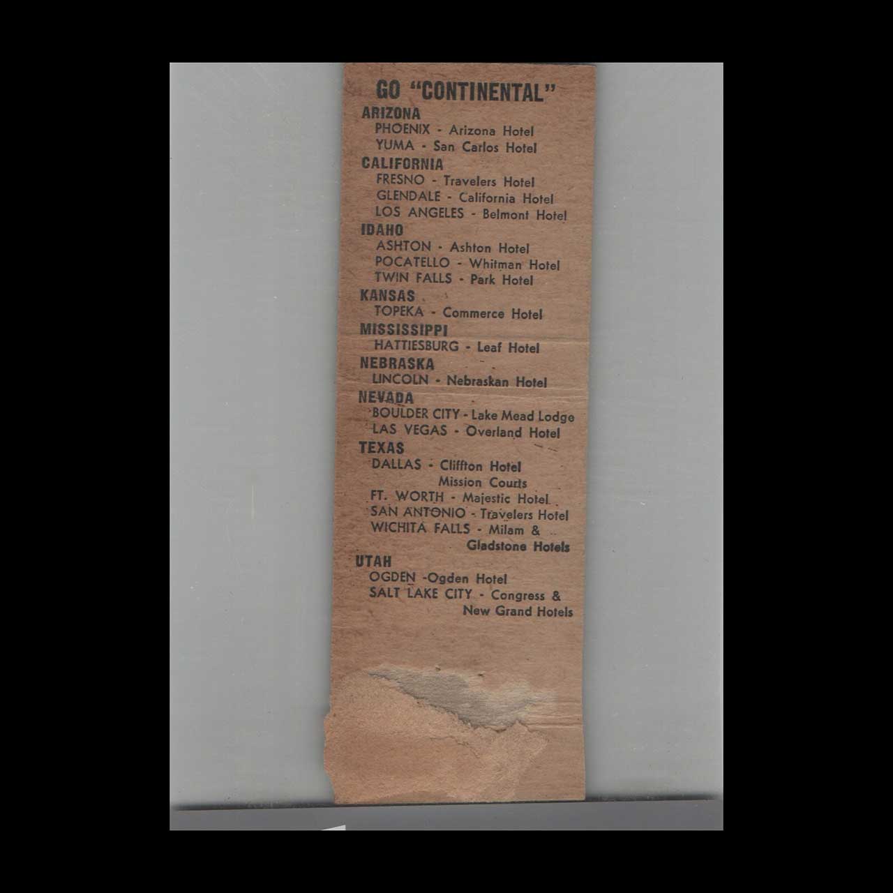 Matchbook Cover Arizona Hotel Phoenix AZ Matchbook Cover Arizona Hotel Phoenix AZ