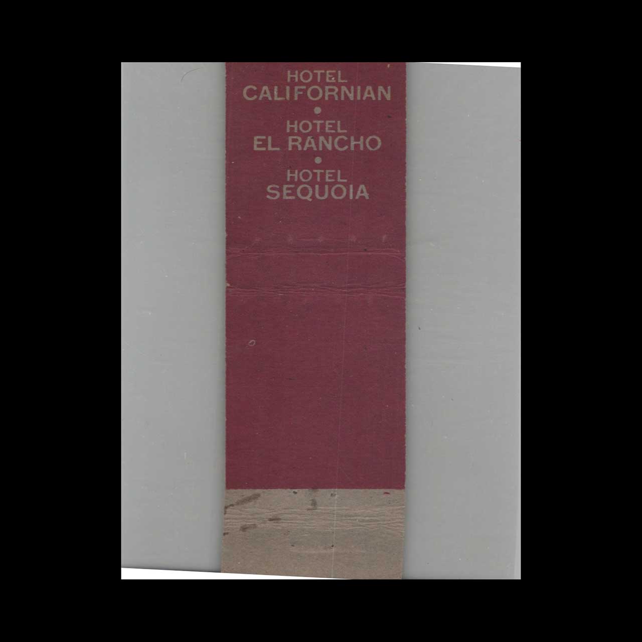 Matchbook Cover Elephant Hotel Sequoia Fresno CA Matchbook Cover Elephant Hotel Sequoia Fresno CA
