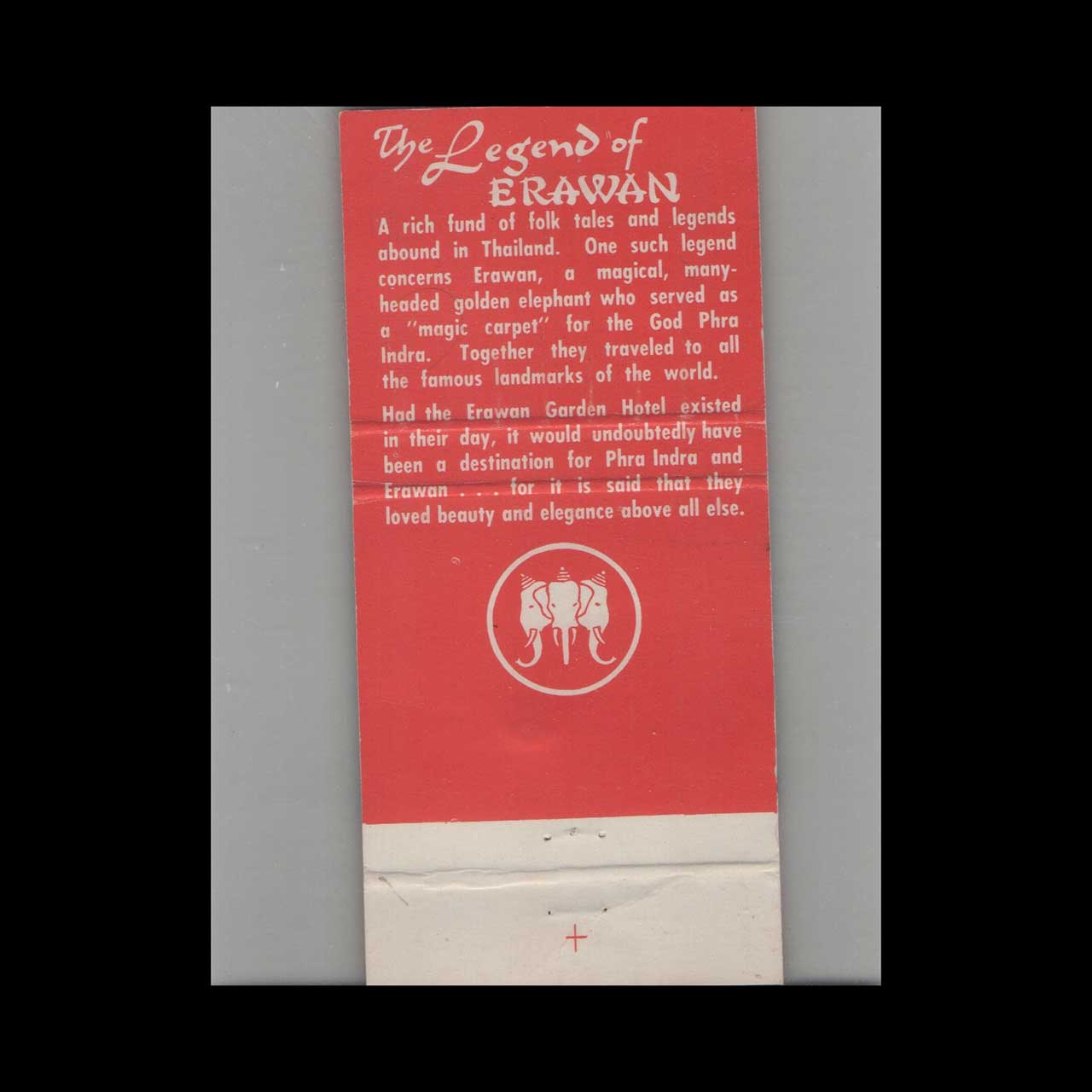Matchbook Cover Elephant Erawan Garden Hotel Indian Wells CA Matchbook Cover Elephant Erawan Garden Hotel Indian Wells CA
