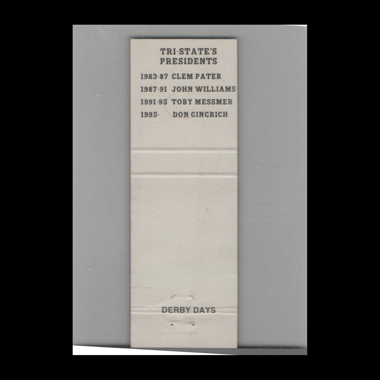 Cardinal Derby Days Matchbook Cover Ft Mitchell KY Cardinal Derby Days Matchbook Cover Ft Mitchell KY