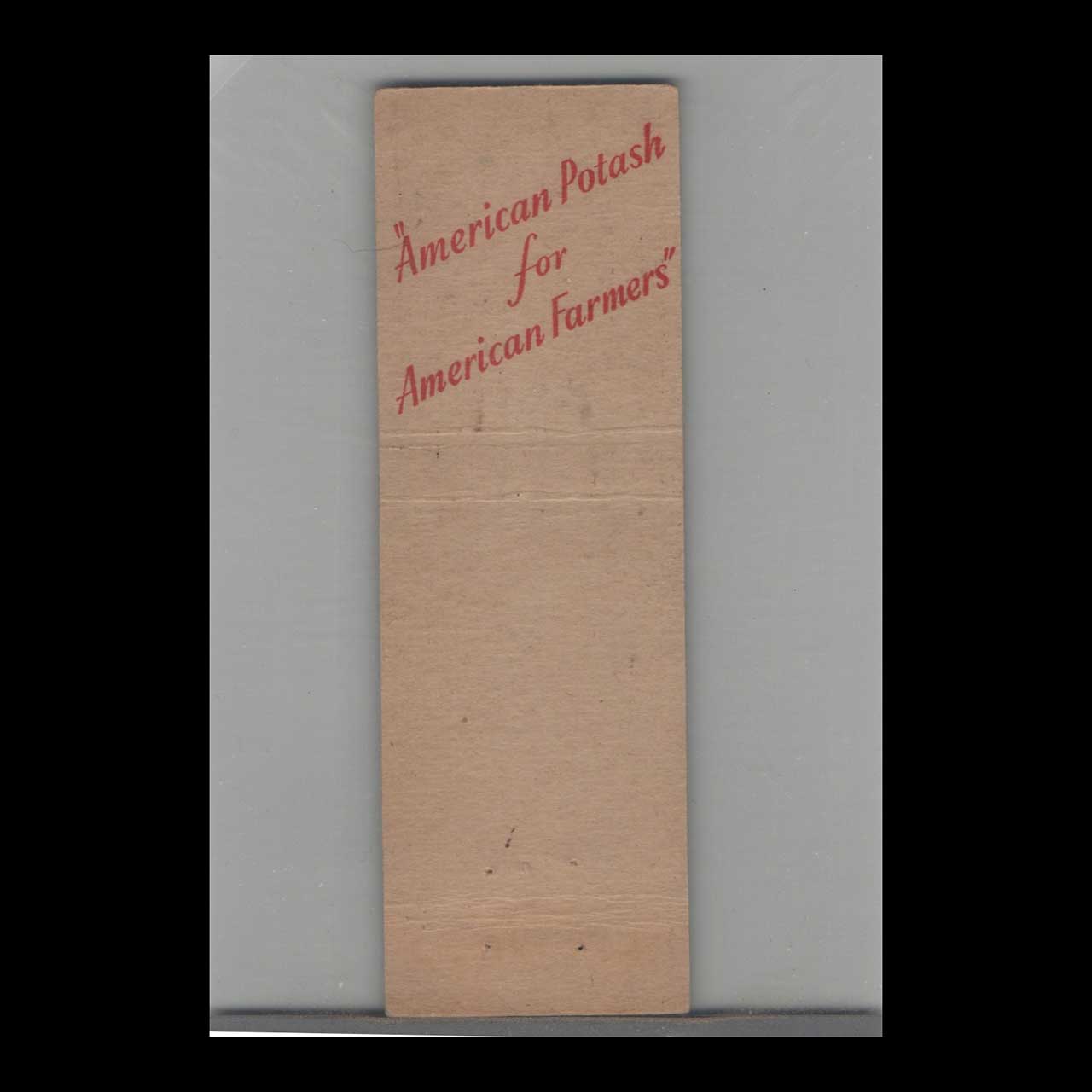 Potash Company Red Muriate Matchbook Cover Potash Company Red Muriate Matchbook Cover