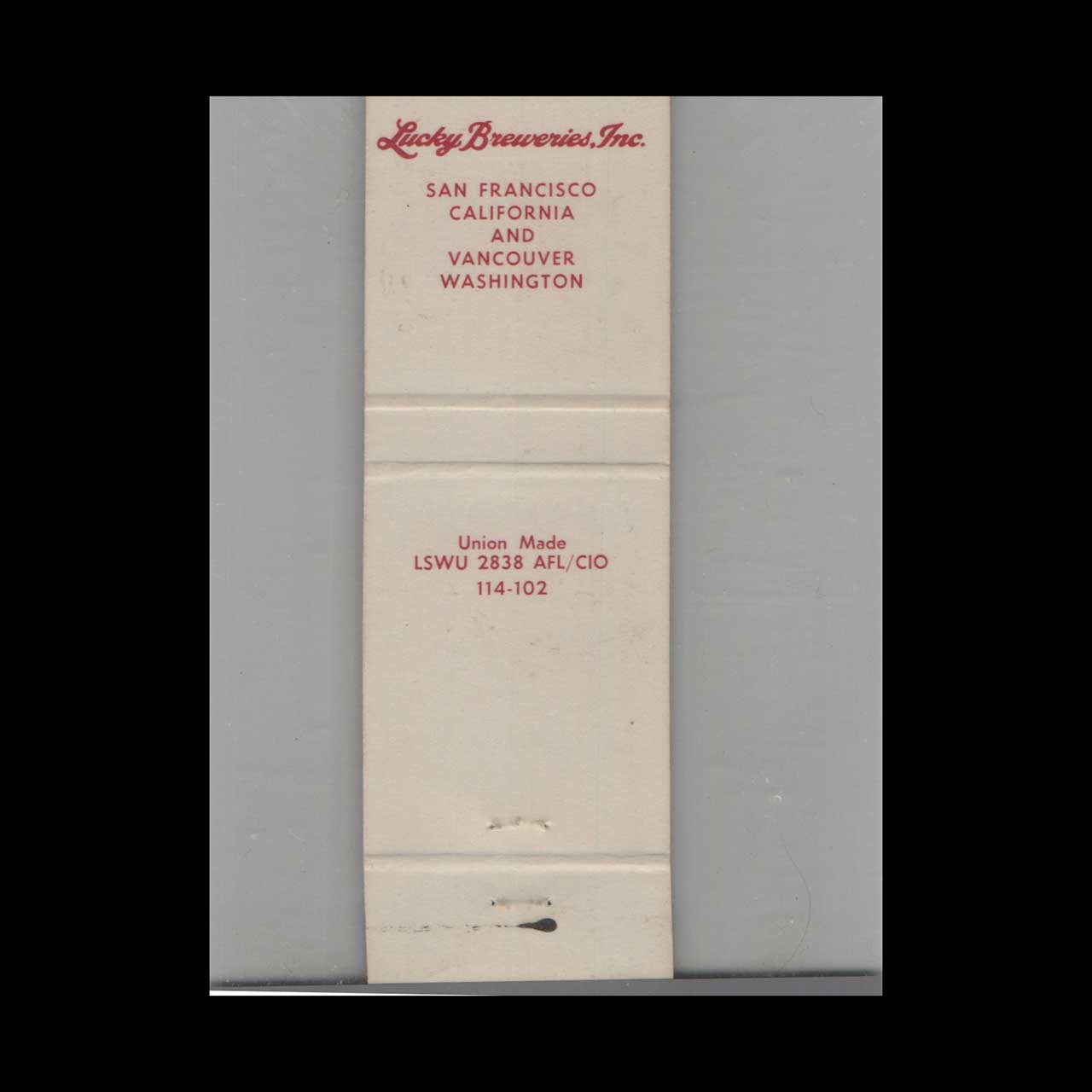 Matchbook Cover Beer Lucky Fine Beer Matchbook Cover Beer Lucky Fine Beer