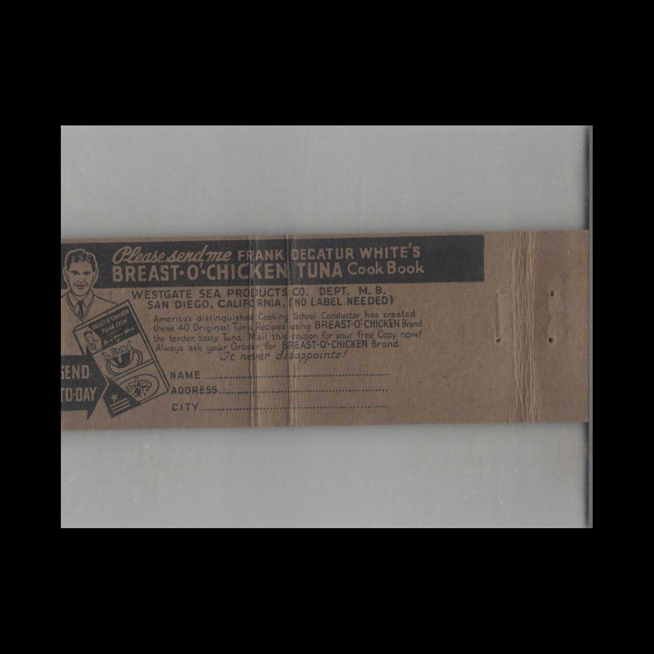 Matchbook Cover Breast O Chicken Tuna Fish Matchbook Cover Breast O Chicken Tuna Fish