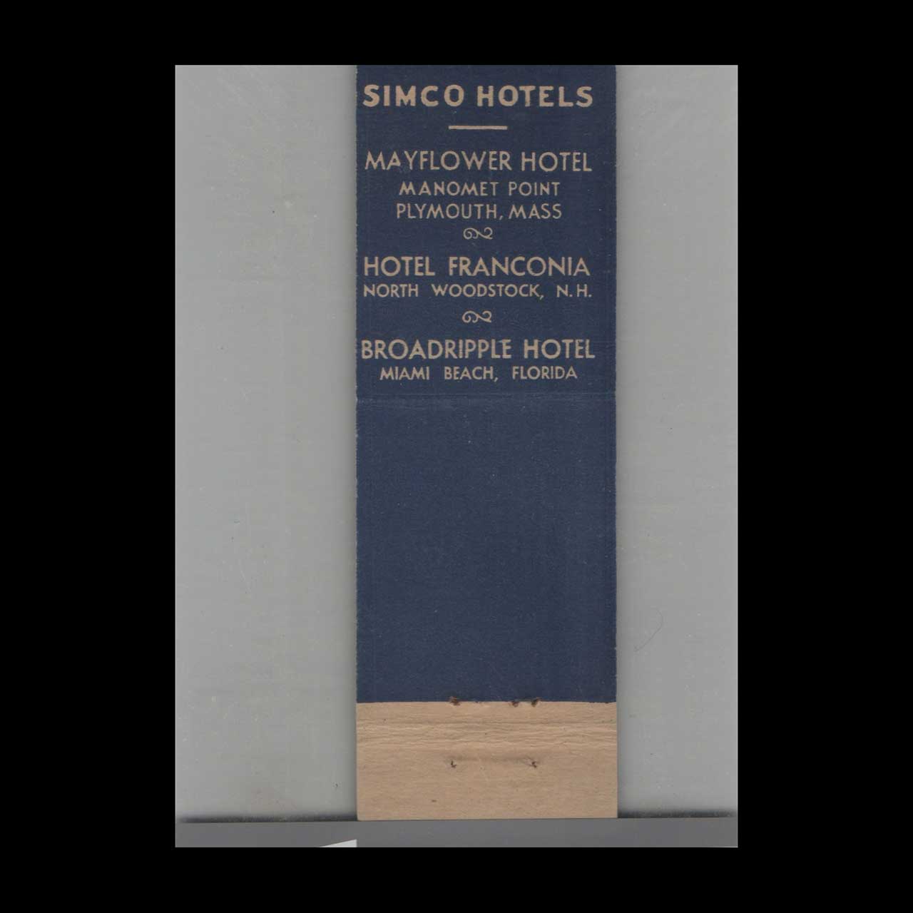 Matchbook Cover Mayflower Hotel Hyannis MA Cape Cod Matchbook Cover Mayflower Hotel Hyannis MA Cape Cod