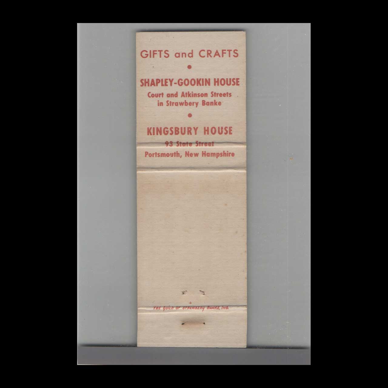 Matchbook Cover Strawberry Banke Portsmouth NH Matchbook Cover Strawberry Banke Portsmouth NH