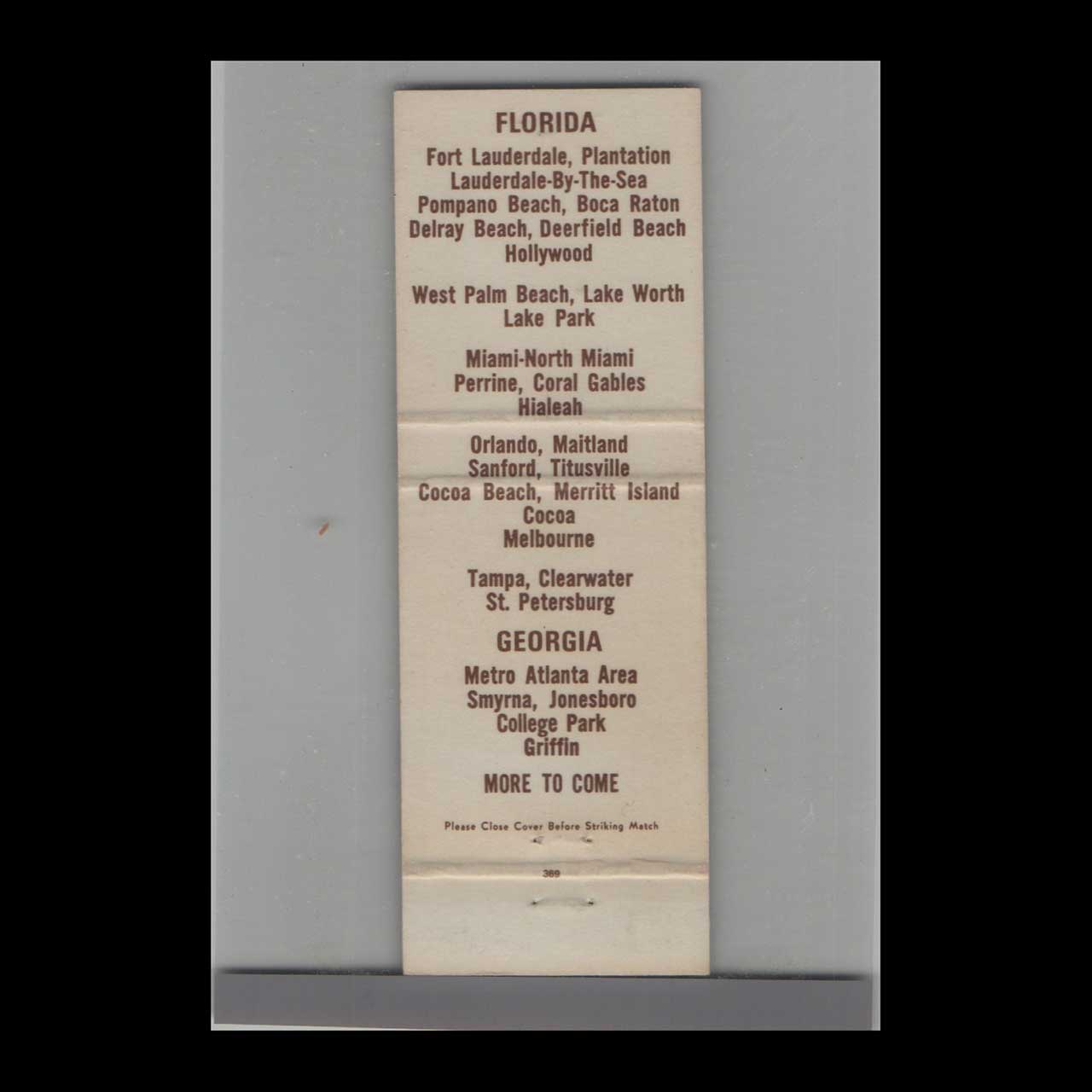 Ranch House Restaurant Hollywood FL Matchbook Cover Ranch House Restaurant Hollywood FL Matchbook Cover