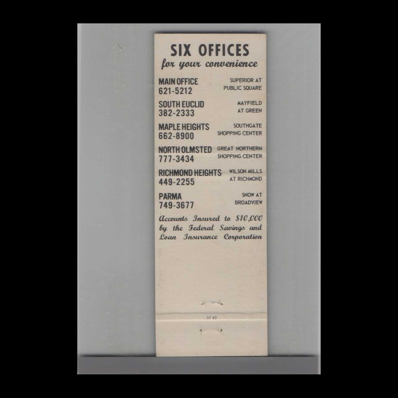 Matchbook Cover Union Savings Association Richmond Heights Matchbook Cover Union Savings Association Richmond Heights