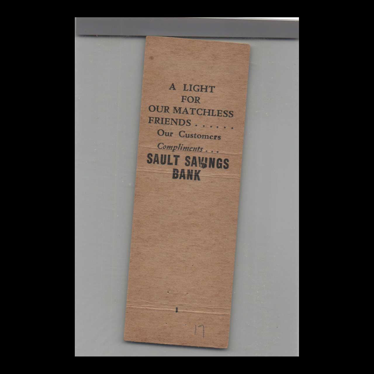 Matchbook Cover Sault Savings Bank Sault Ste Marie MI Matchbook Cover Sault Savings Bank Sault Ste Marie MI