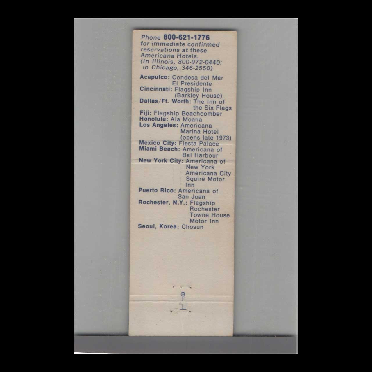 Matchbook Cover Americana Hotel Of Bar Harbor ME Matchbook Cover Americana Hotel Of Bar Harbor ME