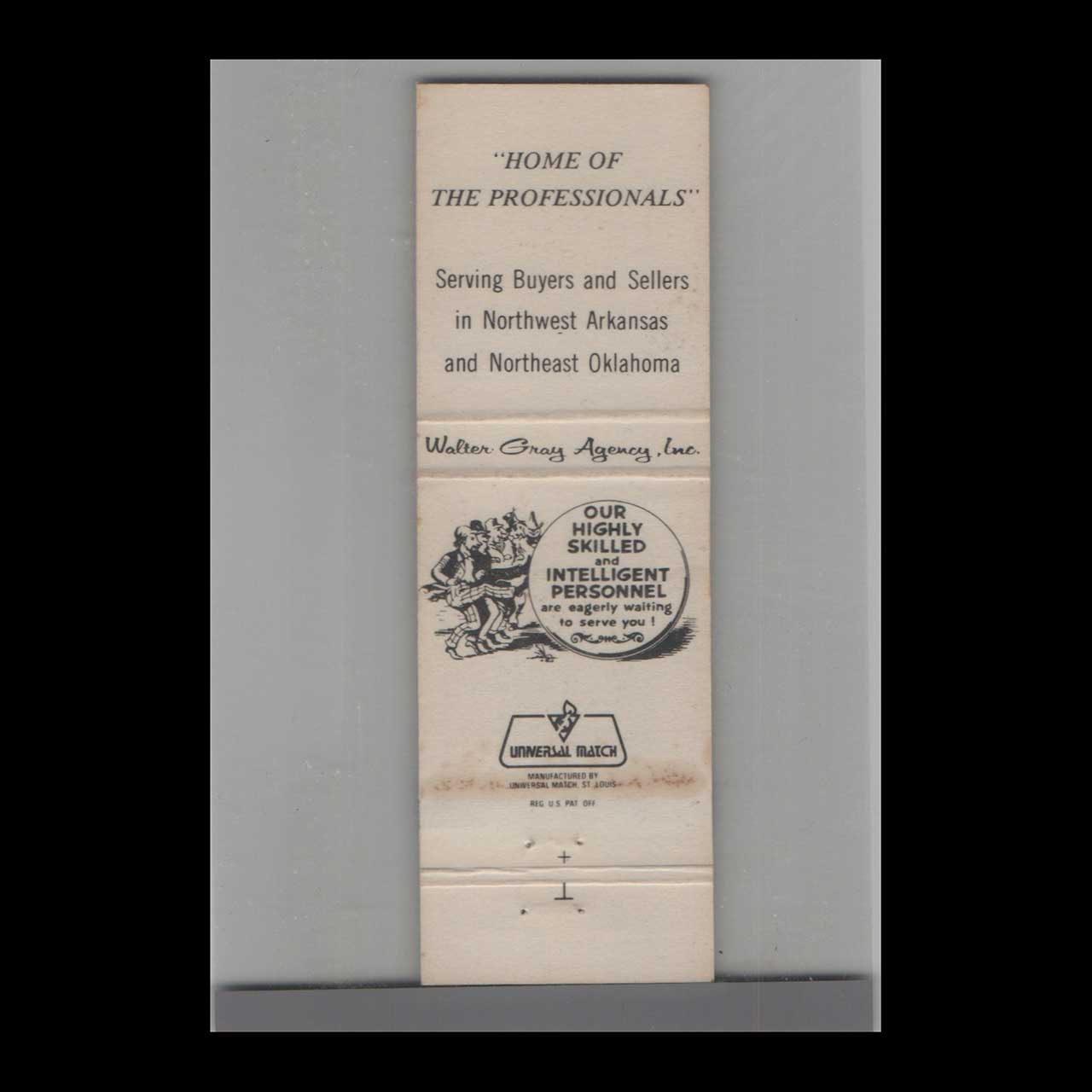 Walter Gray Real Estate Matchbook Cover Springfield AR Walter Gray Real Estate Matchbook Cover Springfield AR