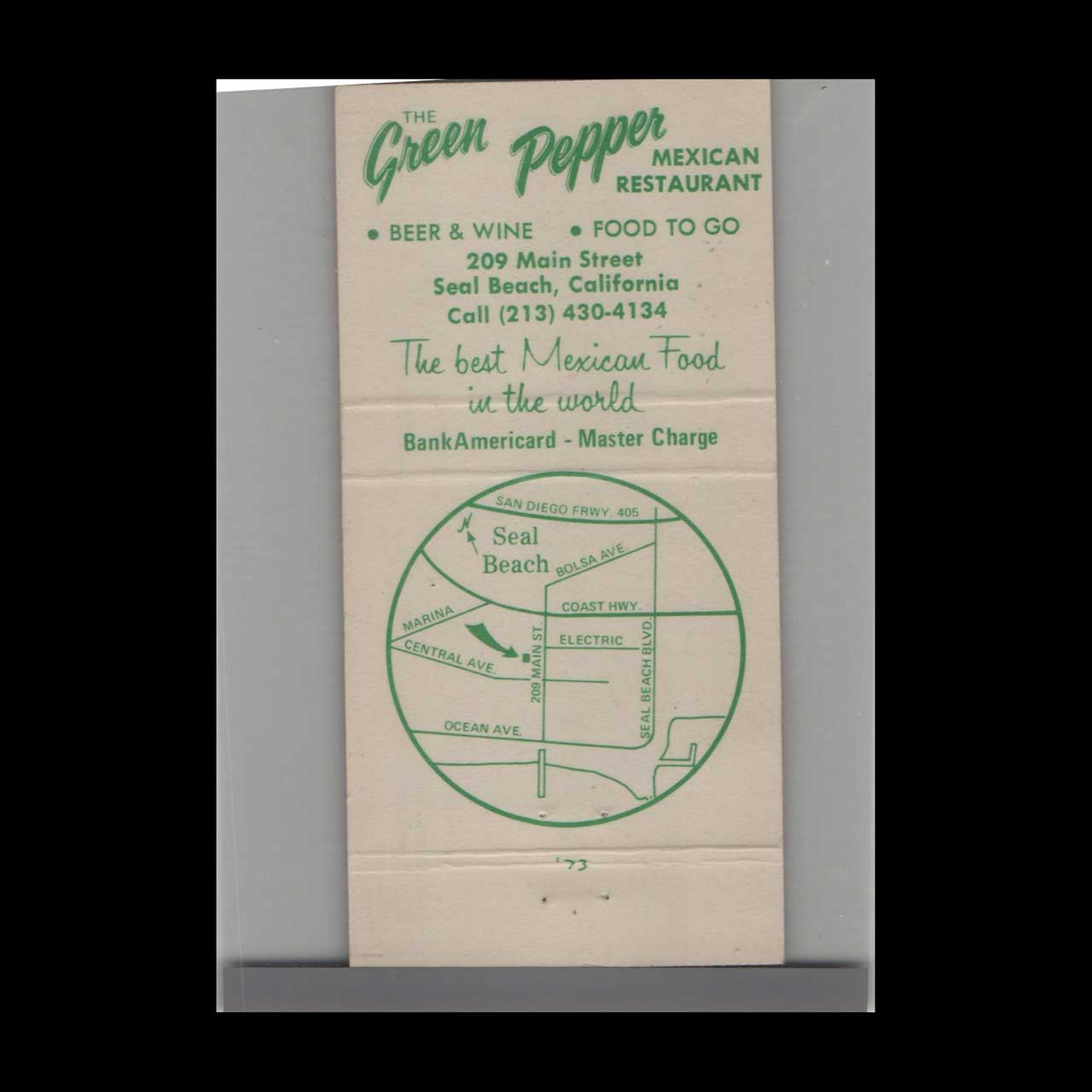 The Green Pepper Mexican Restaurant Matchbook Cover The Green Pepper Mexican Restaurant Matchbook Cover
