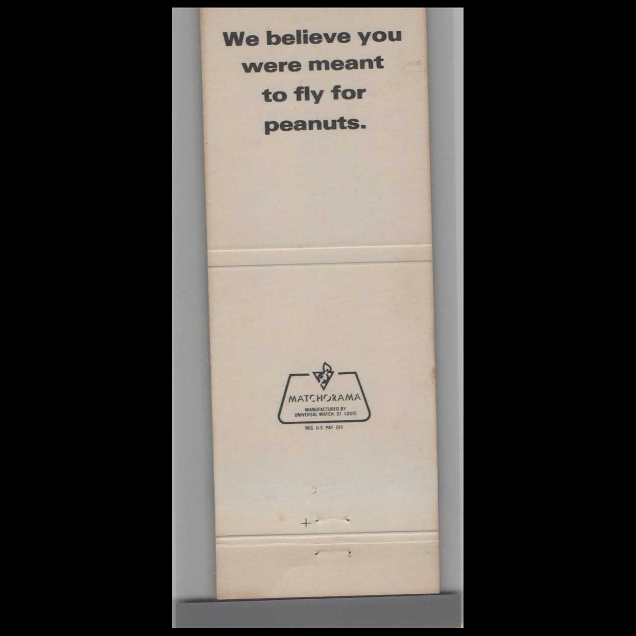 Texas International Airlines Ski For Peanuts Matchbook Cover Texas International Airlines Ski For Peanuts Matchbook Cover