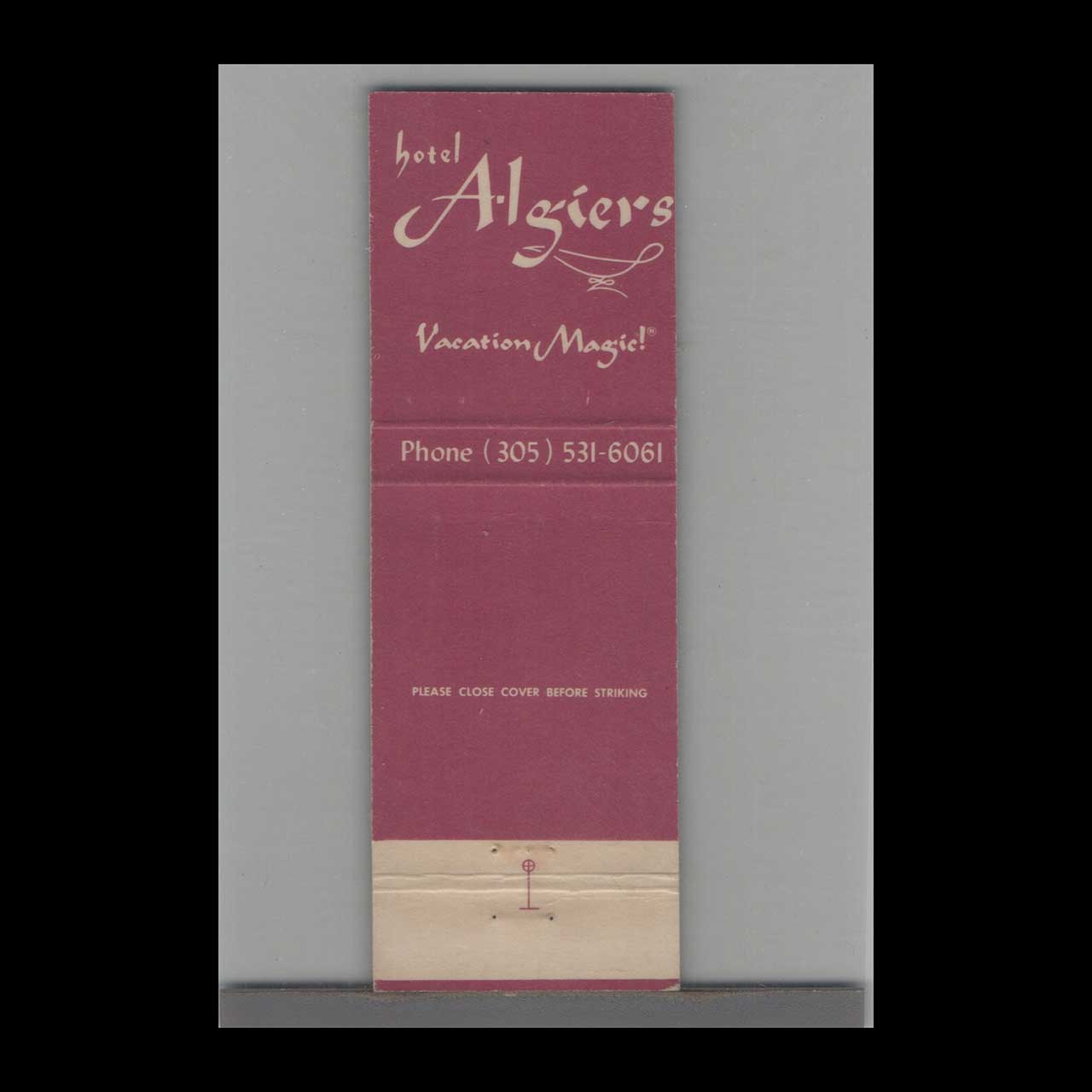 Matchbook Cover Hotel Algiers Miami Beach FL Matchbook Cover Hotel Algiers Miami Beach FL