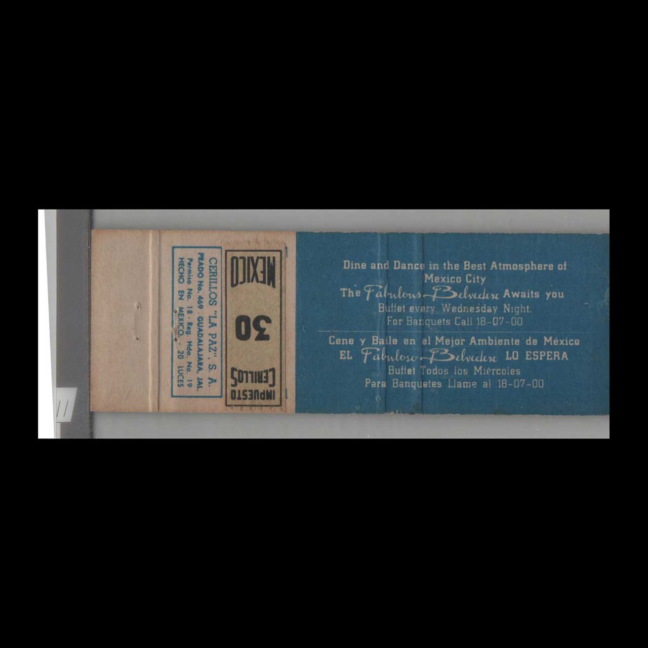 Matchbook Cover Continental Hilton Hotel Mexico City Mexico Matchbook Cover Continental Hilton Hotel Mexico City Mexico