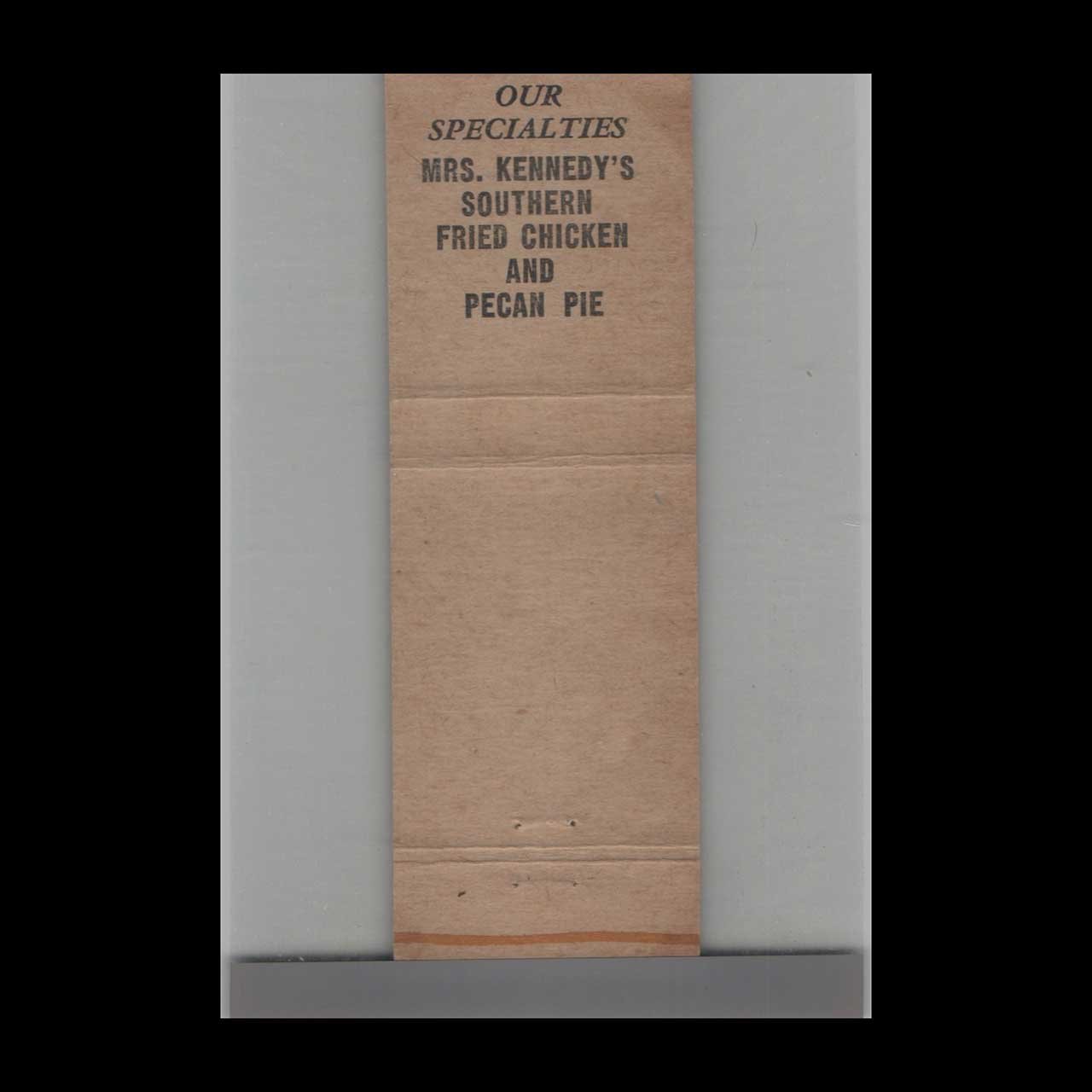 Mrs Kennedys Chicken House Matchbook Cover Statesboro GA Mrs Kennedys Chicken House Matchbook Cover Statesboro GA