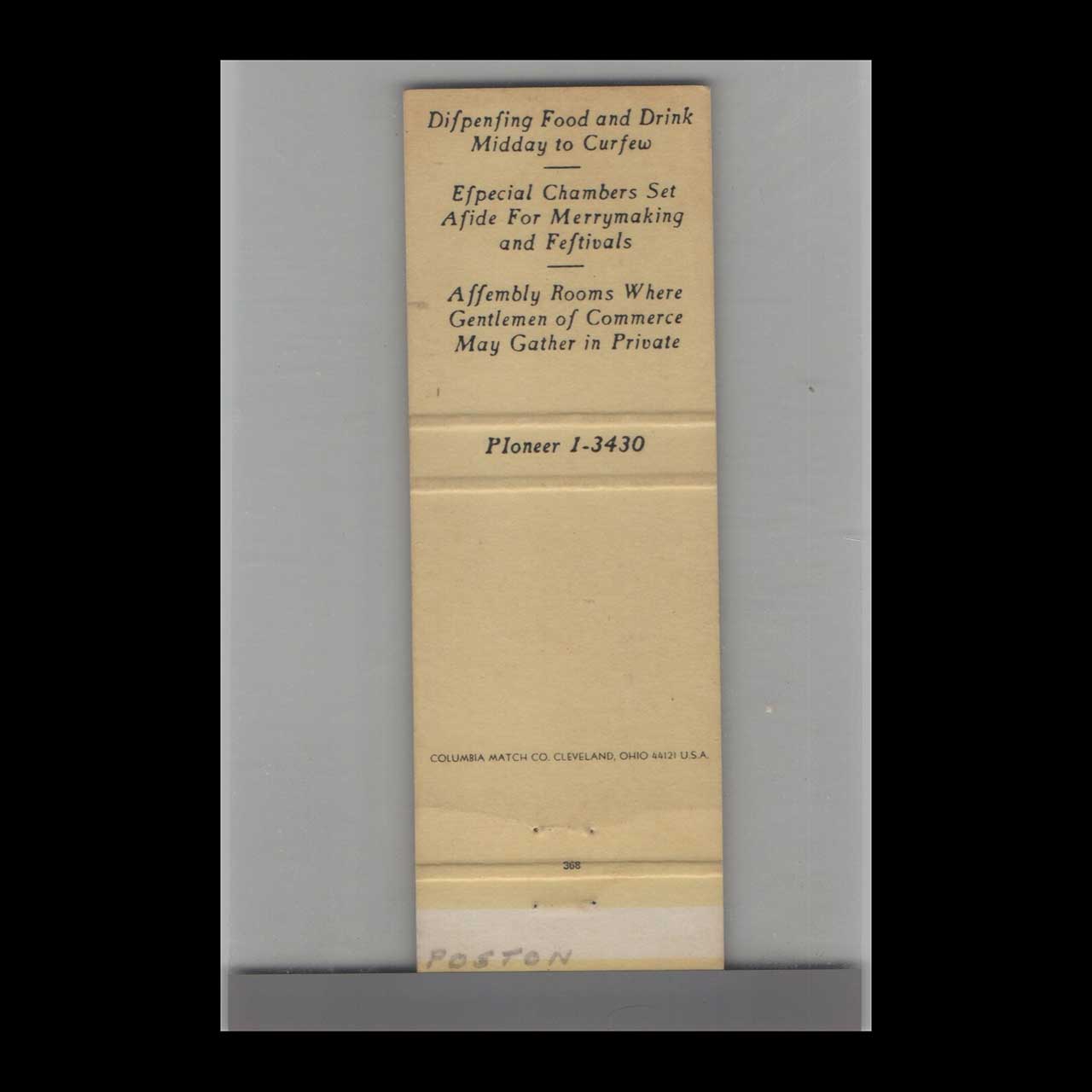 John Peel Restaurant Matchbook Cover Westbury Long Island John Peel Restaurant Matchbook Cover Westbury Long Island