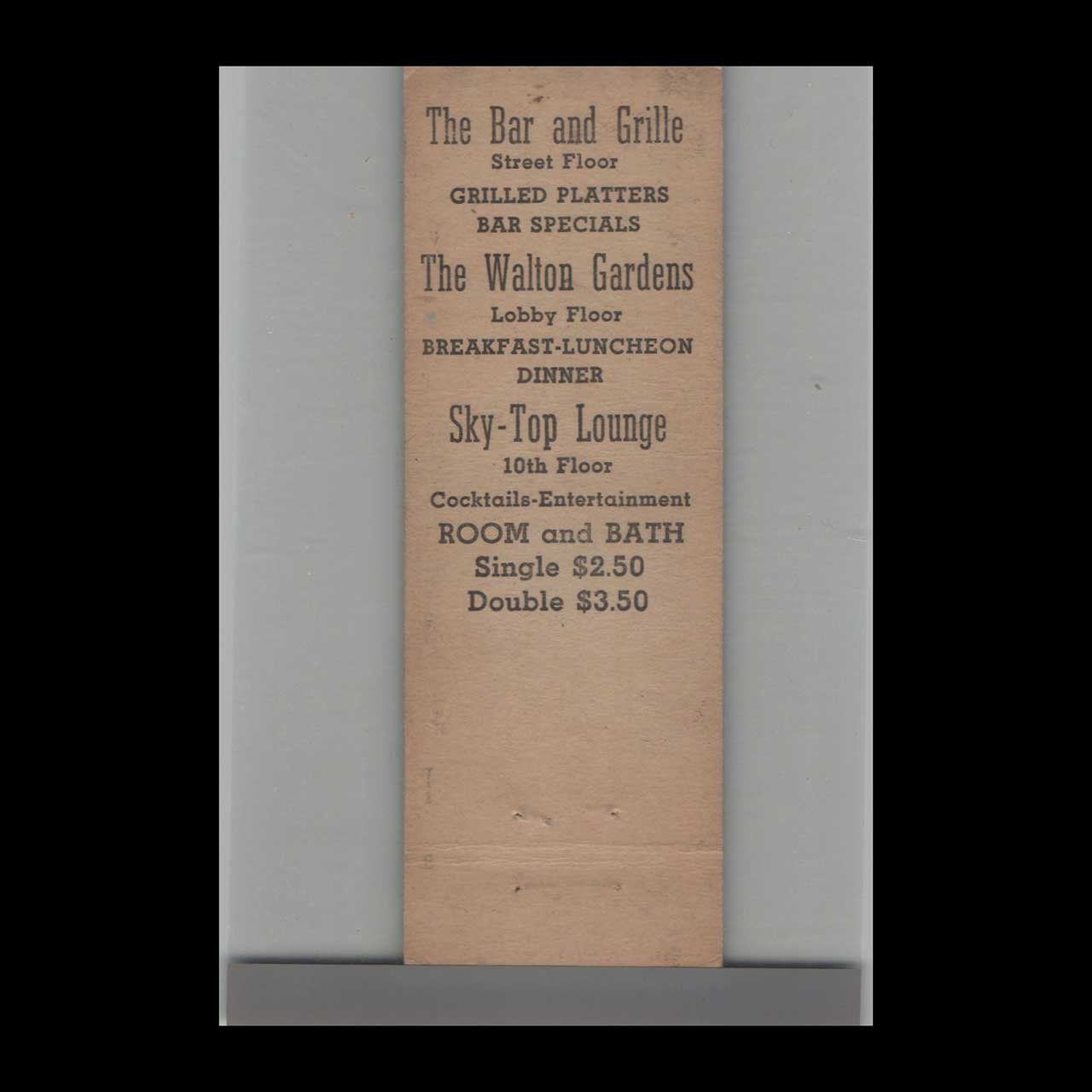 Matchbook Cover Hotel Walton Philadelphia PA Matchbook Cover Hotel Walton Philadelphia PA