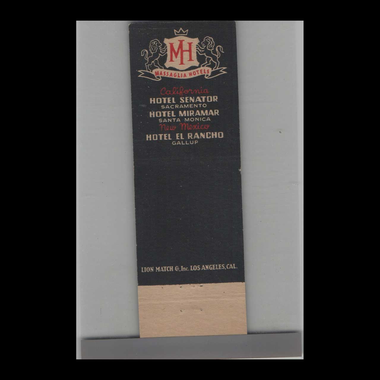 Matchbook Cover Hotel Senator Sacramento CA Matchbook Cover Hotel Senator Sacramento CA