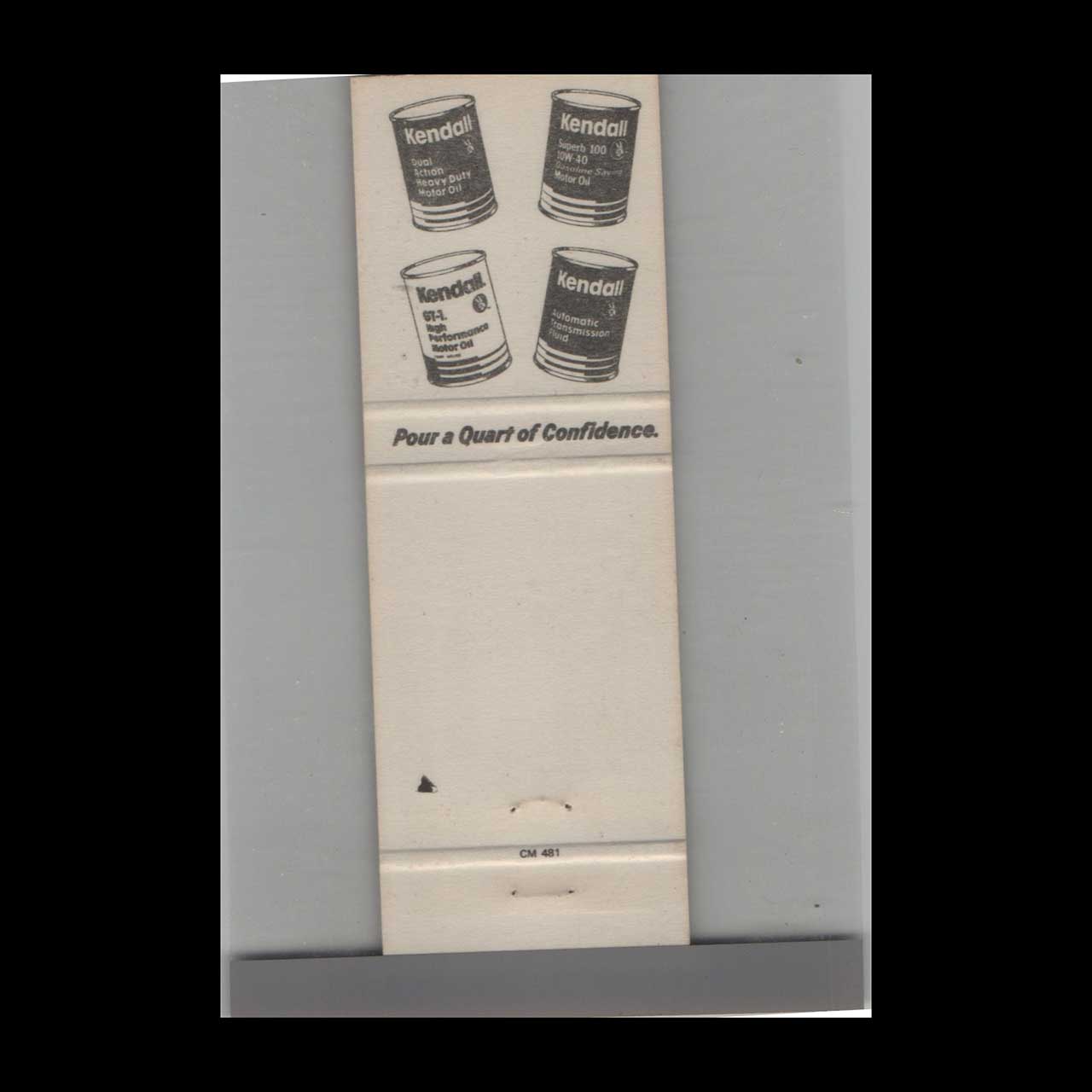 Kendall Motor Oil Matchbook Cover Big Rapids Auto Supply Kendall Motor Oil Matchbook Cover Big Rapids Auto Supply