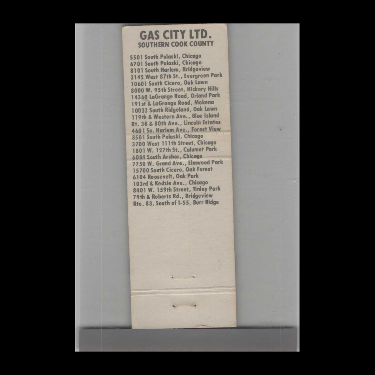Count On Gas City Matchbook Cover Count On Gas City Matchbook Cover