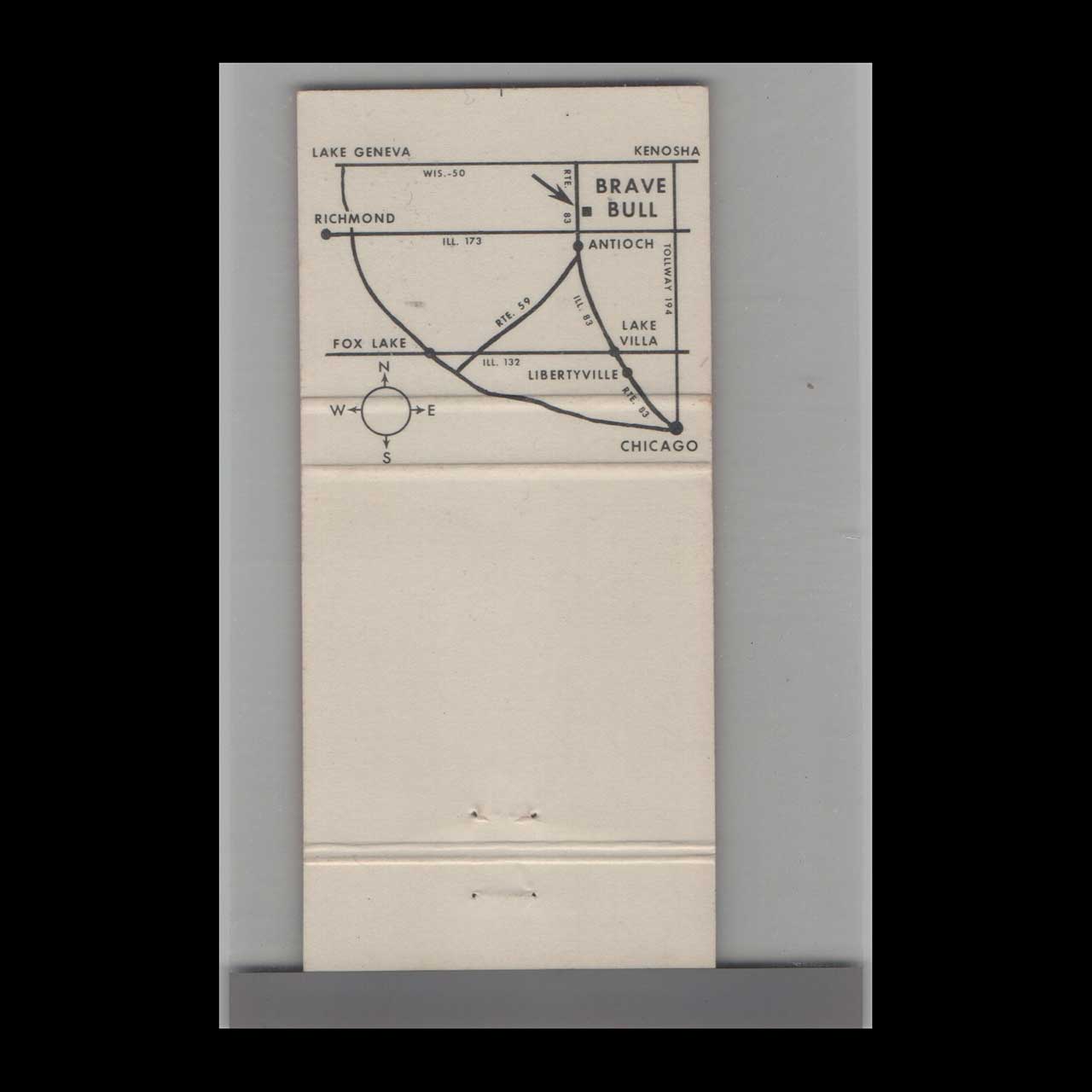 The Brave Bull Restaurant Matchbook Cover Antioch IL The Brave Bull Restaurant Matchbook Cover Antioch IL