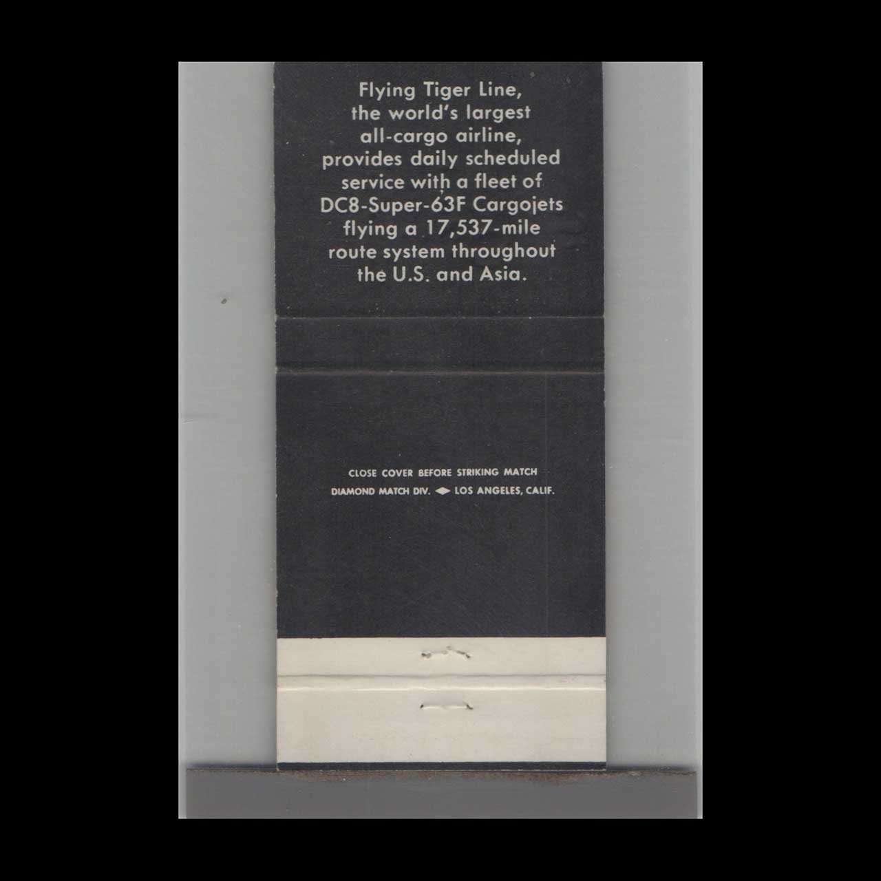 Flying Tigers Air Freight Matchbook Cover Flying Tigers Air Freight Matchbook Cover