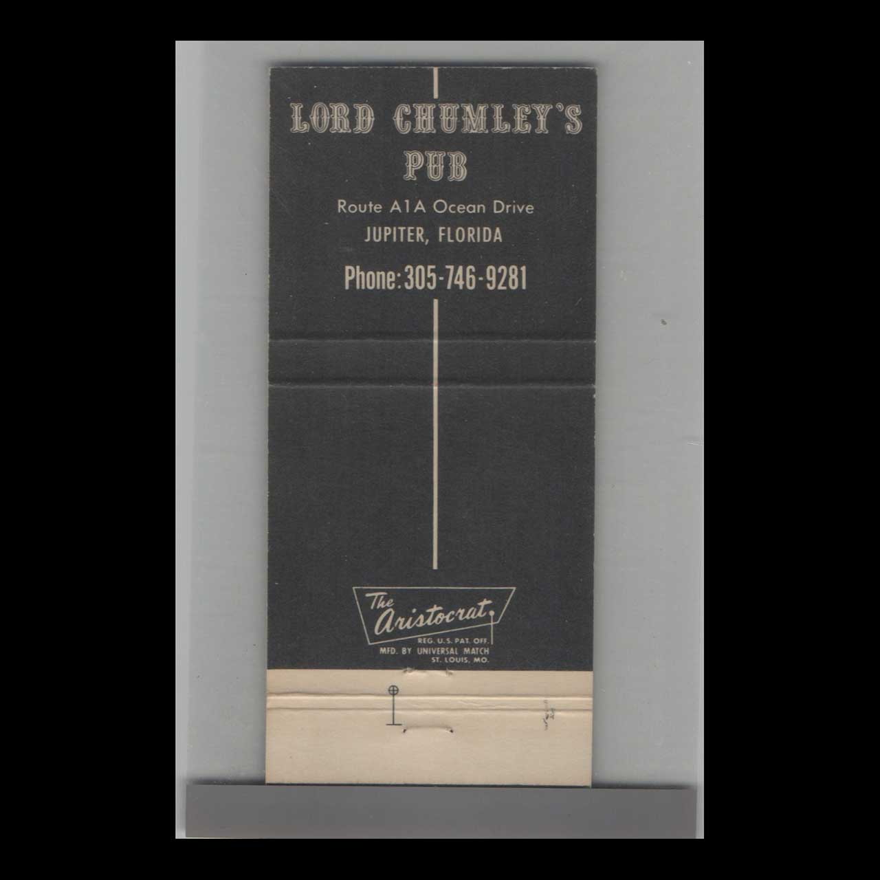 Lord Chumleys Pub Matchbook Cover Jupiter FL Lord Chumleys Pub Matchbook Cover Jupiter FL