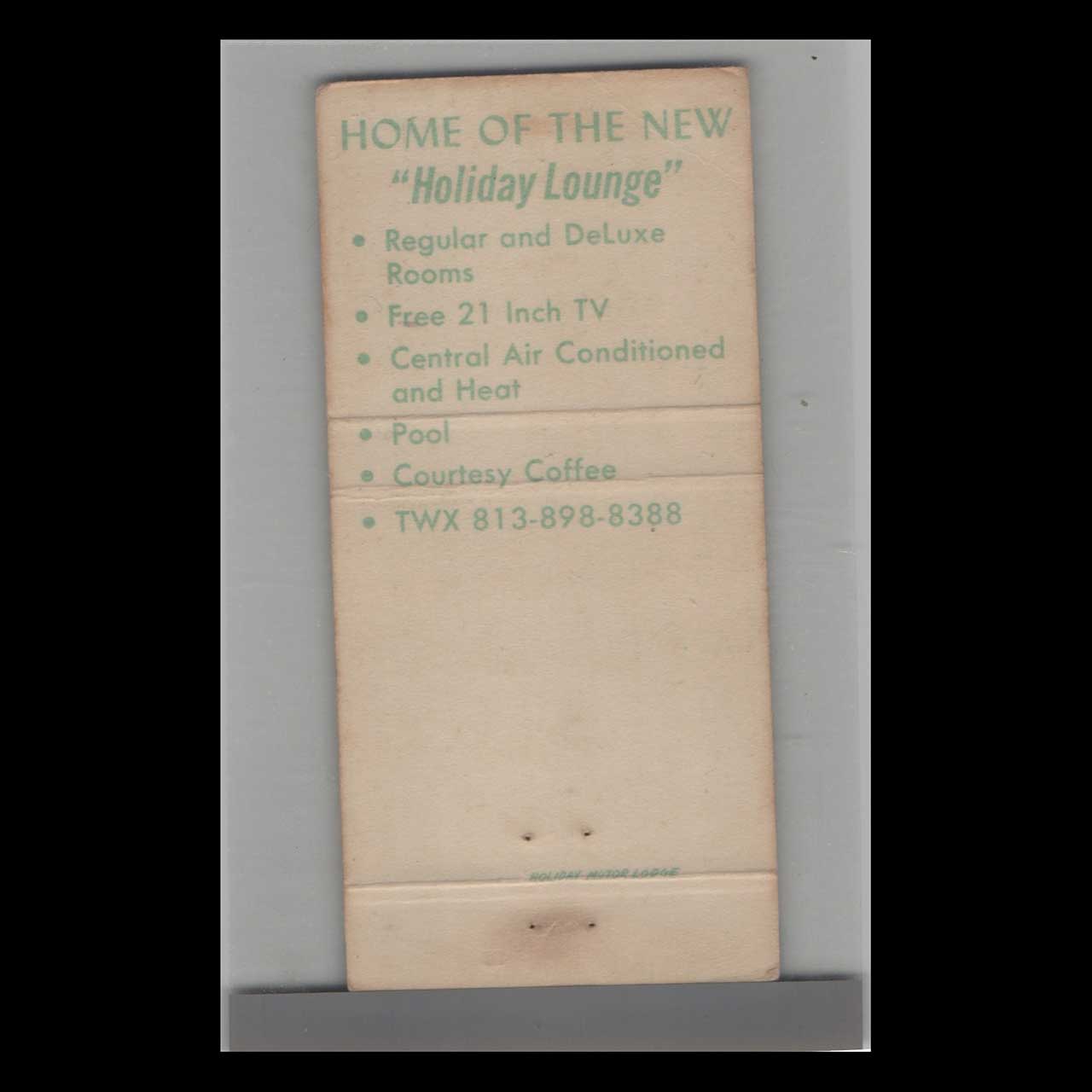 Matchbook Cover Holiday Motor Lodge St Petersburg FL Matchbook Cover Holiday Motor Lodge St Petersburg FL