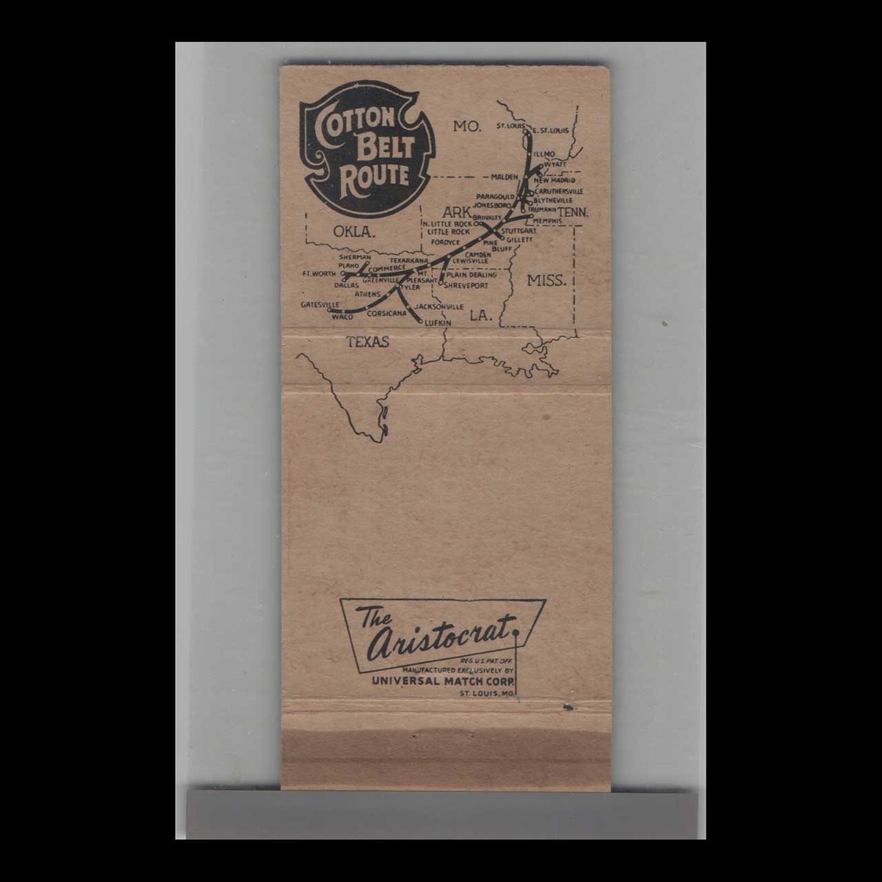 Cotton Belt Route Matchbook Cover St Louis Southwestern Railway Cotton Belt Route Matchbook Cover St Louis Southwestern Railway