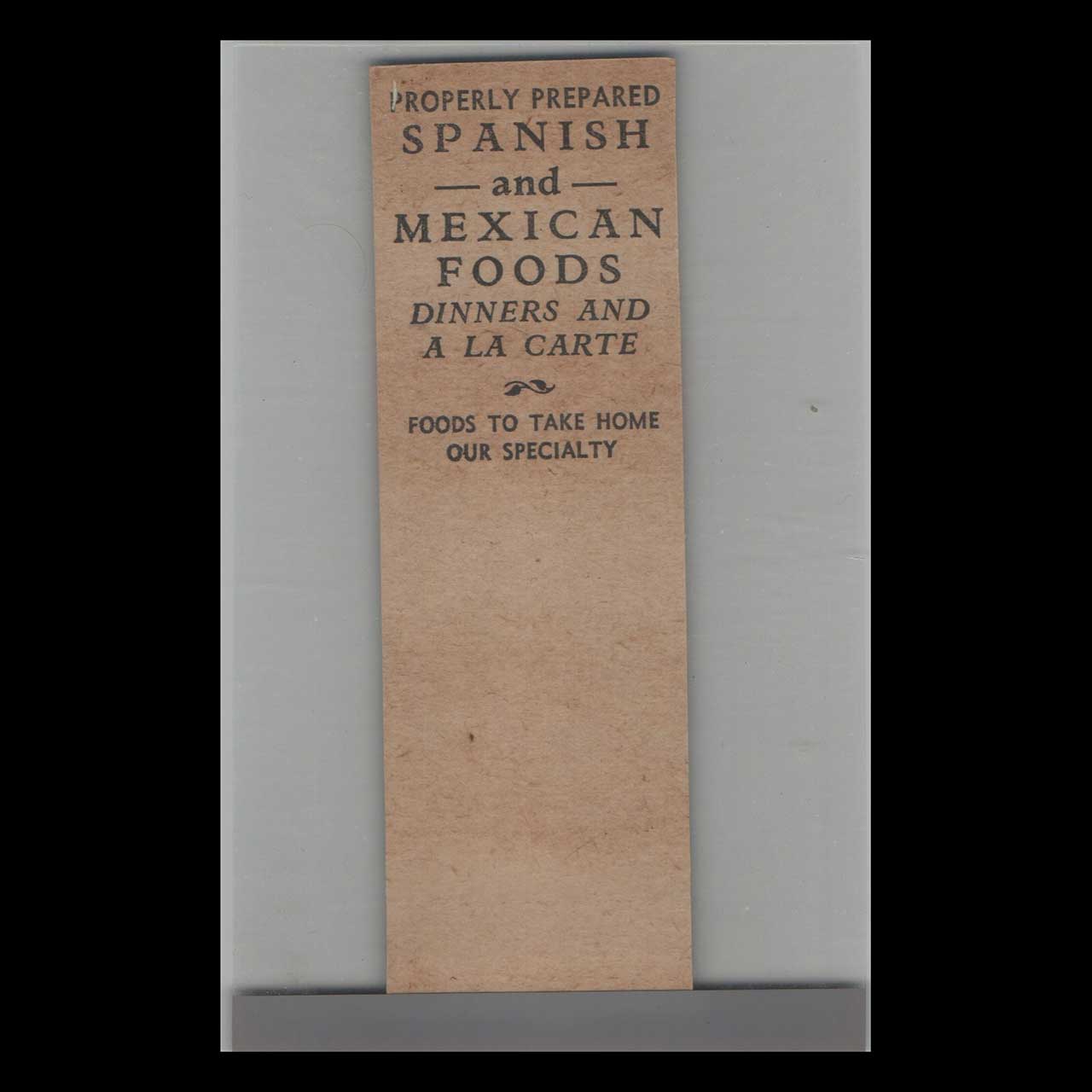 Crown Match Co Original Spanish Kitchen LA Matchbook Cover Crown Match Co Original Spanish Kitchen LA Matchbook Cover