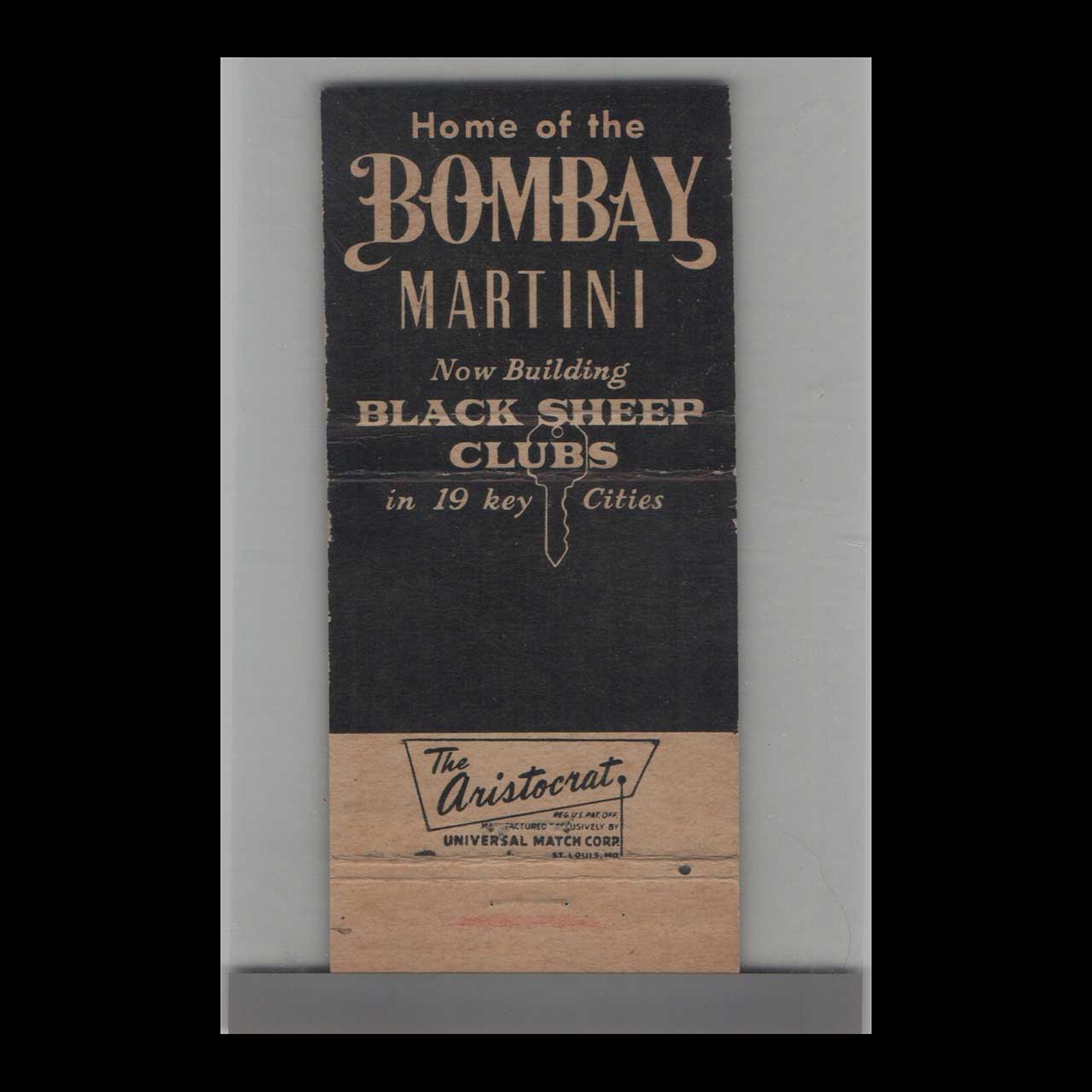 Black Sheep Club Bombay Martini Matchbook Cover Black Sheep Club Bombay Martini Matchbook Cover