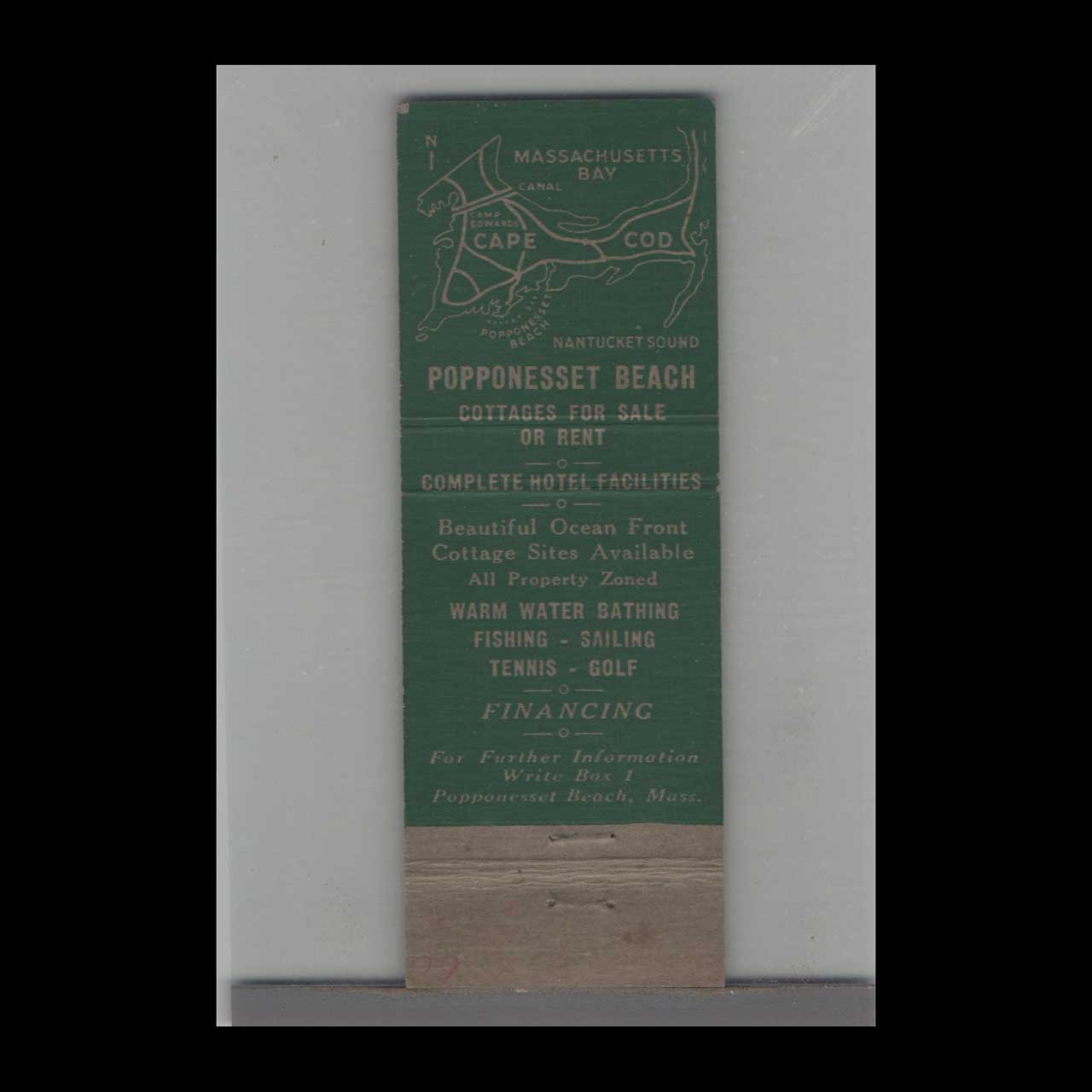 Popponesset Beach Nantucket Sound Matchbook Cover Popponesset Beach Nantucket Sound Matchbook Cover
