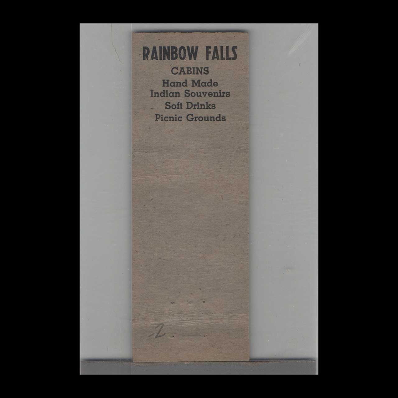 Rainbow Falls Indian Trading Post Matchbook Cover Rainbow Falls Indian Trading Post Matchbook Cover