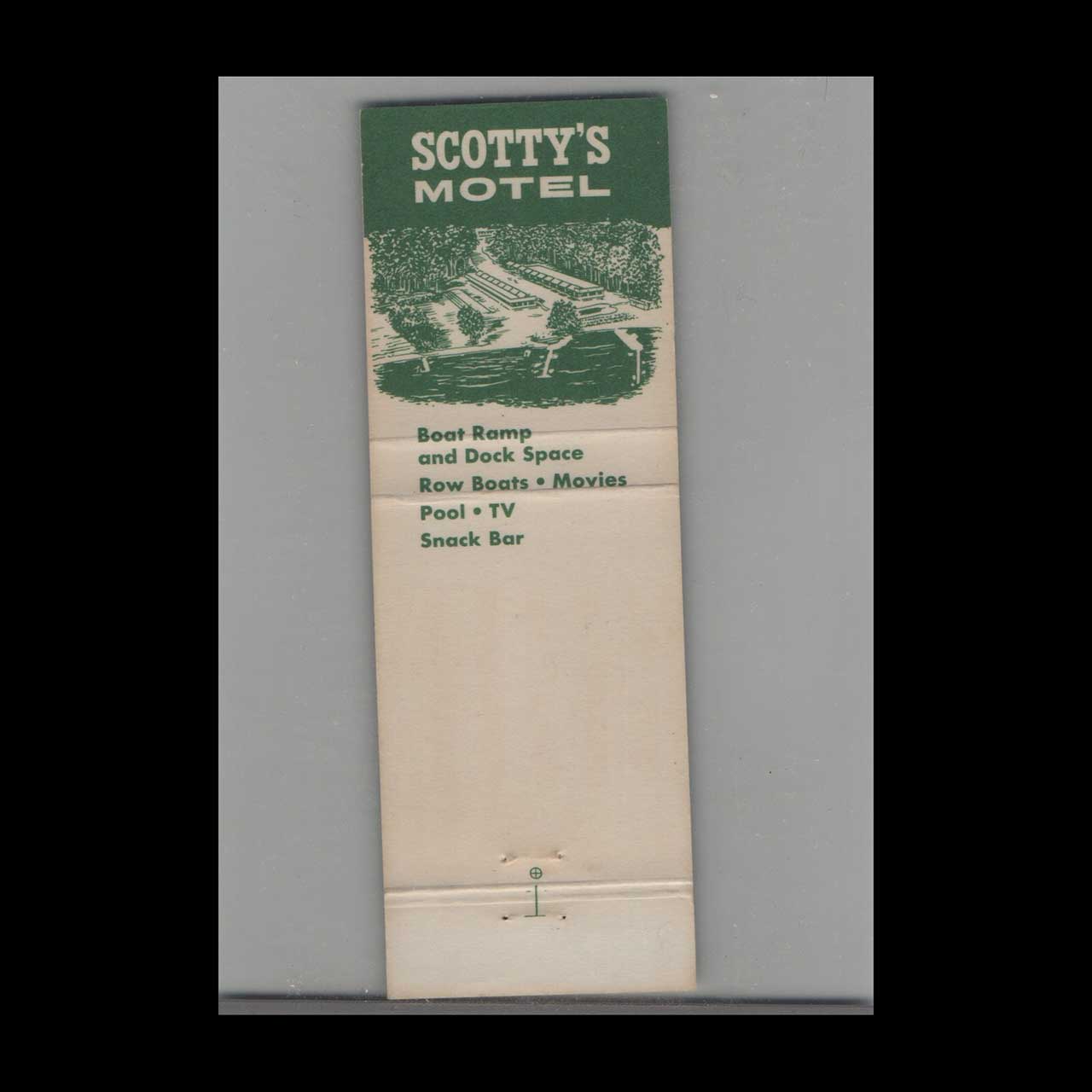 Scottys Motel & Restaurant Lake George Matchbook Cover Scottys Motel & Restaurant Lake George Matchbook Cover