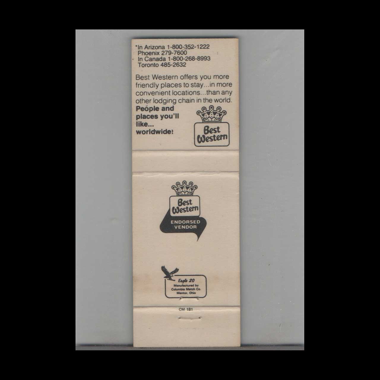 Matchbook Cover Best Western Guest House Bushnell FL Matchbook Cover Best Western Guest House Bushnell FL