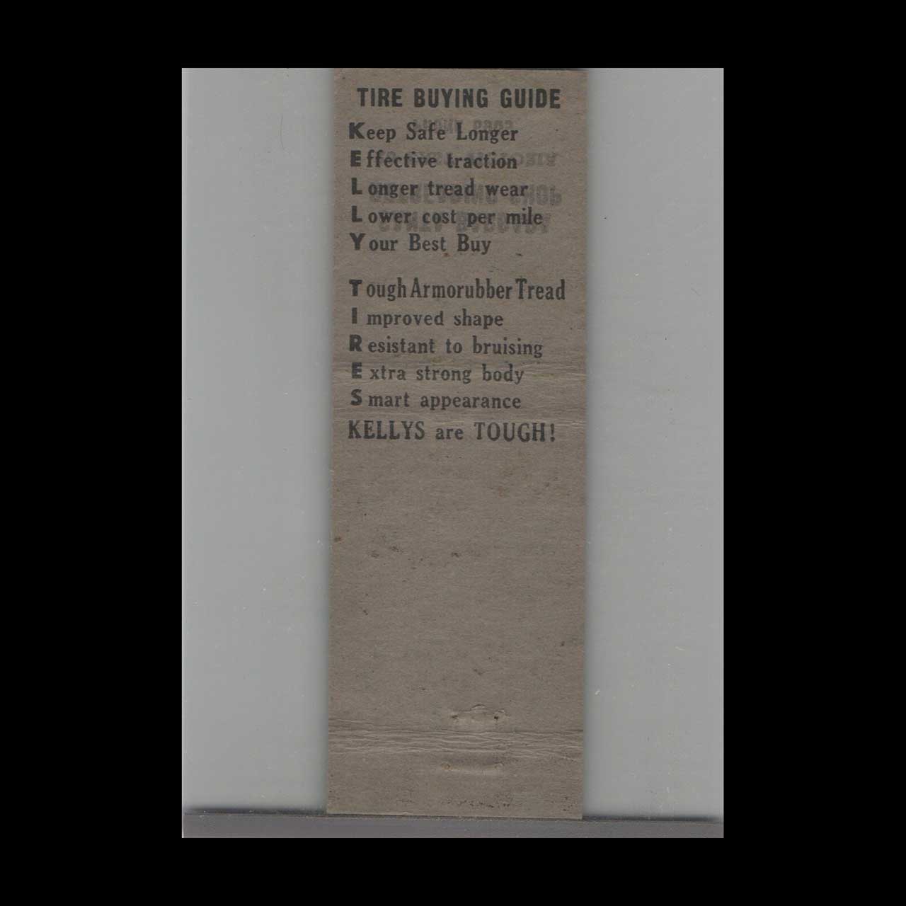 Kelly Tires Santa Barbara Matchbook Cover Kelly Tires Santa Barbara Matchbook Cover