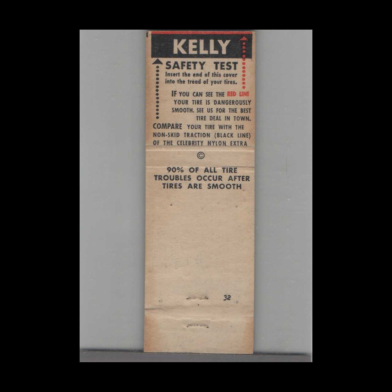 Kelly Tires Matchbook Cover Newington NH Kelly Tires Matchbook Cover Newington NH