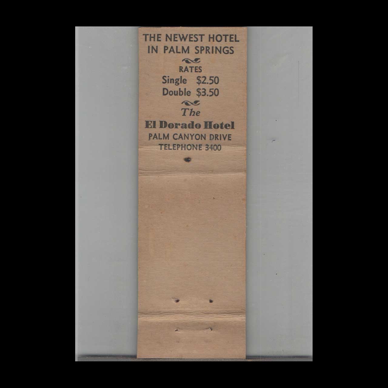 1930s Crown Match Co Palm Springs Harrys Cafe Matchbook Cover 1930s Crown Match Co Palm Springs Harrys Cafe Matchbook Cover