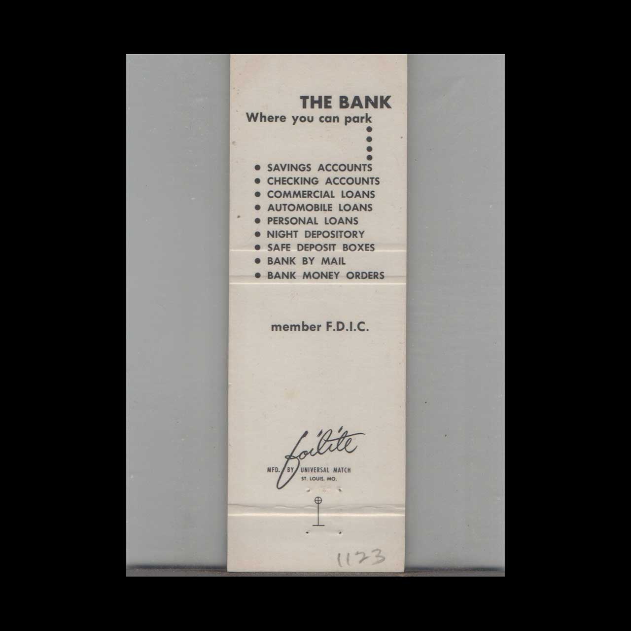 Matchbook Cover Suncrest National Bank Morgantown WV Matchbook Cover Suncrest National Bank Morgantown WV