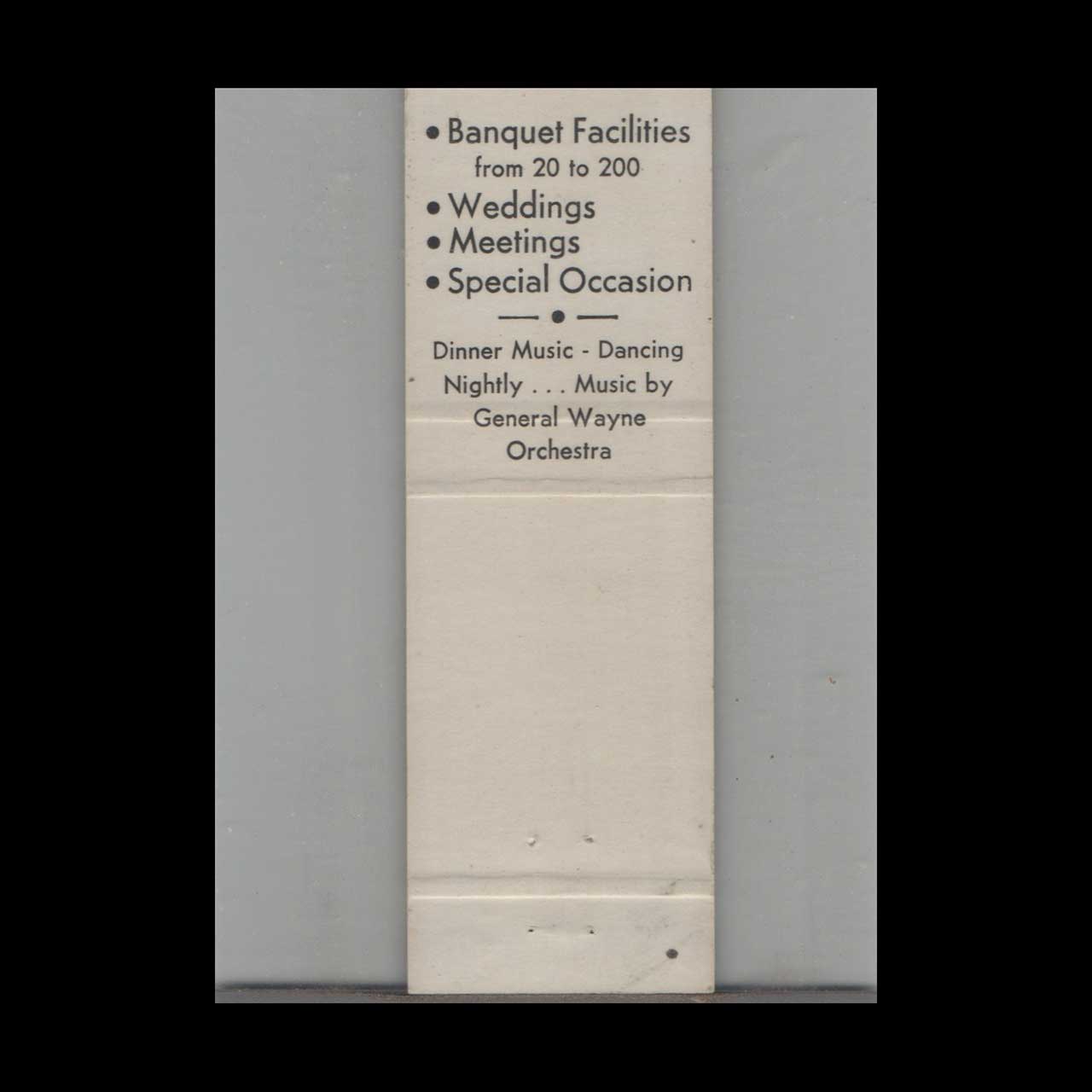 General Wayne Inn Matchbook Cover Marion PA General Wayne Inn Matchbook Cover Marion PA