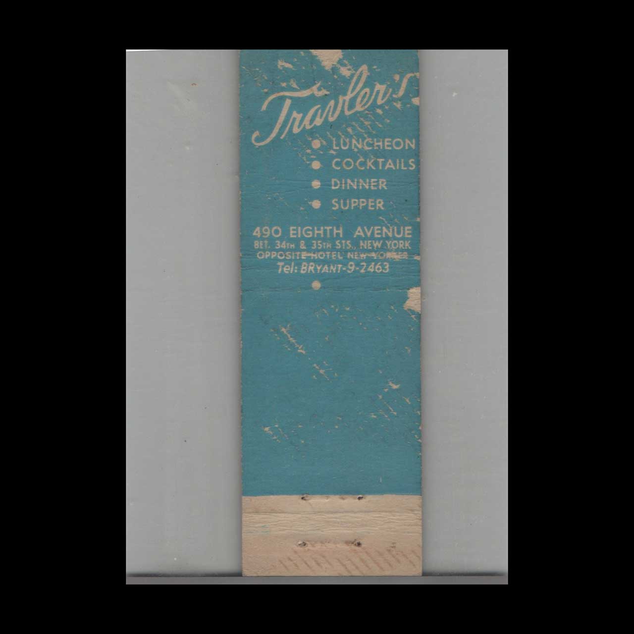 Travelers Restaurant & Cocktail Lounge Matchbook Cover Travelers Restaurant & Cocktail Lounge Matchbook Cover