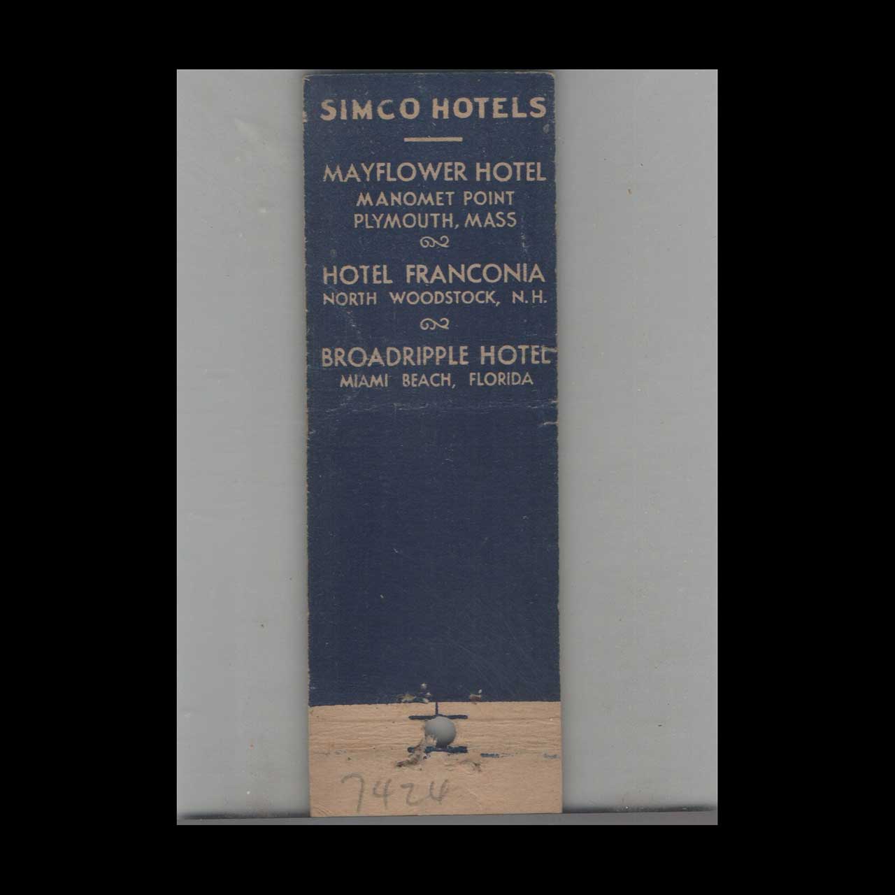 Matchbook Cover Mayflower Hotel Hyannis MA Matchbook Cover Mayflower Hotel Hyannis MA