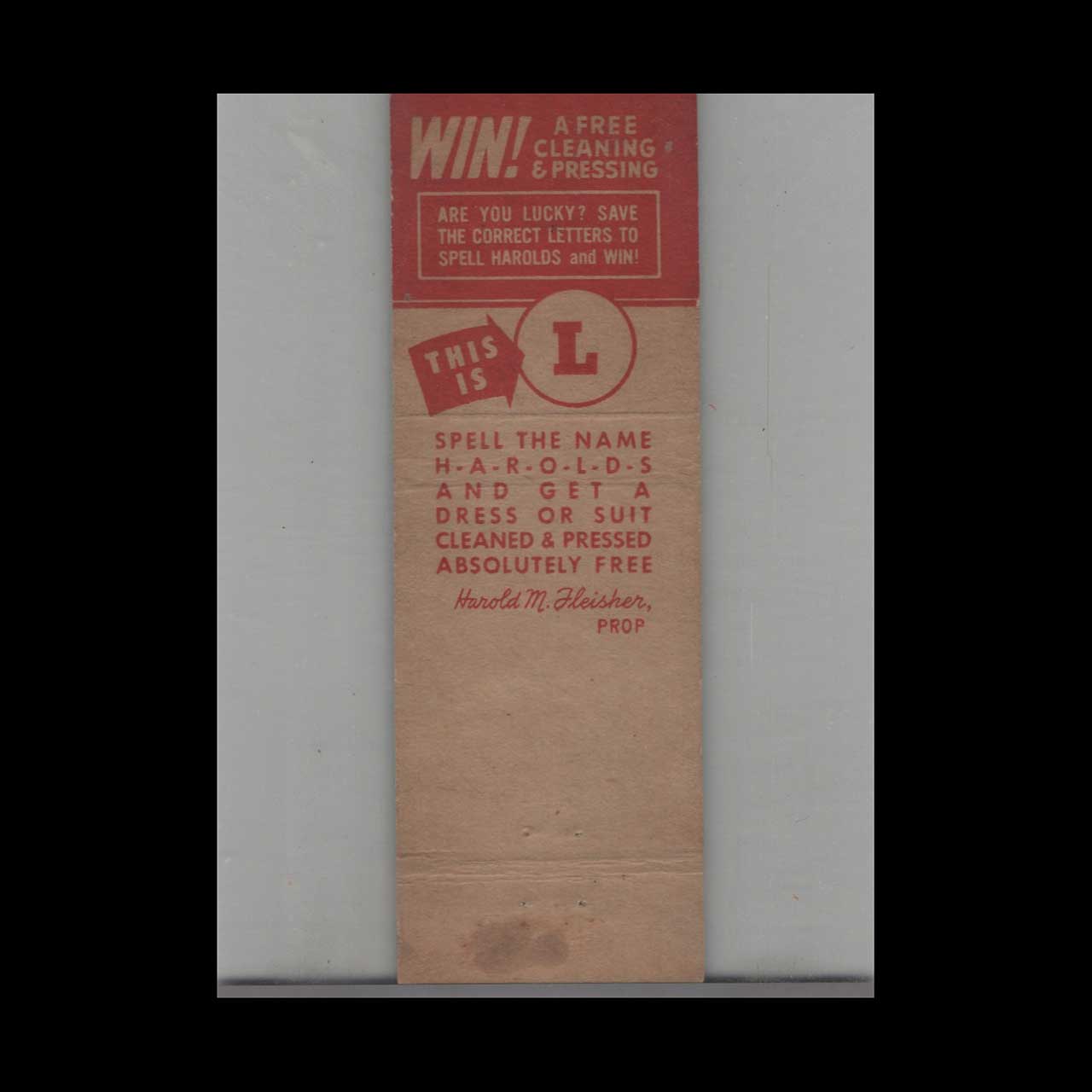 Harolds Valeteria Cleaners Matchbook Cover Harrisburg PA Harolds Valeteria Cleaners Matchbook Cover Harrisburg PA