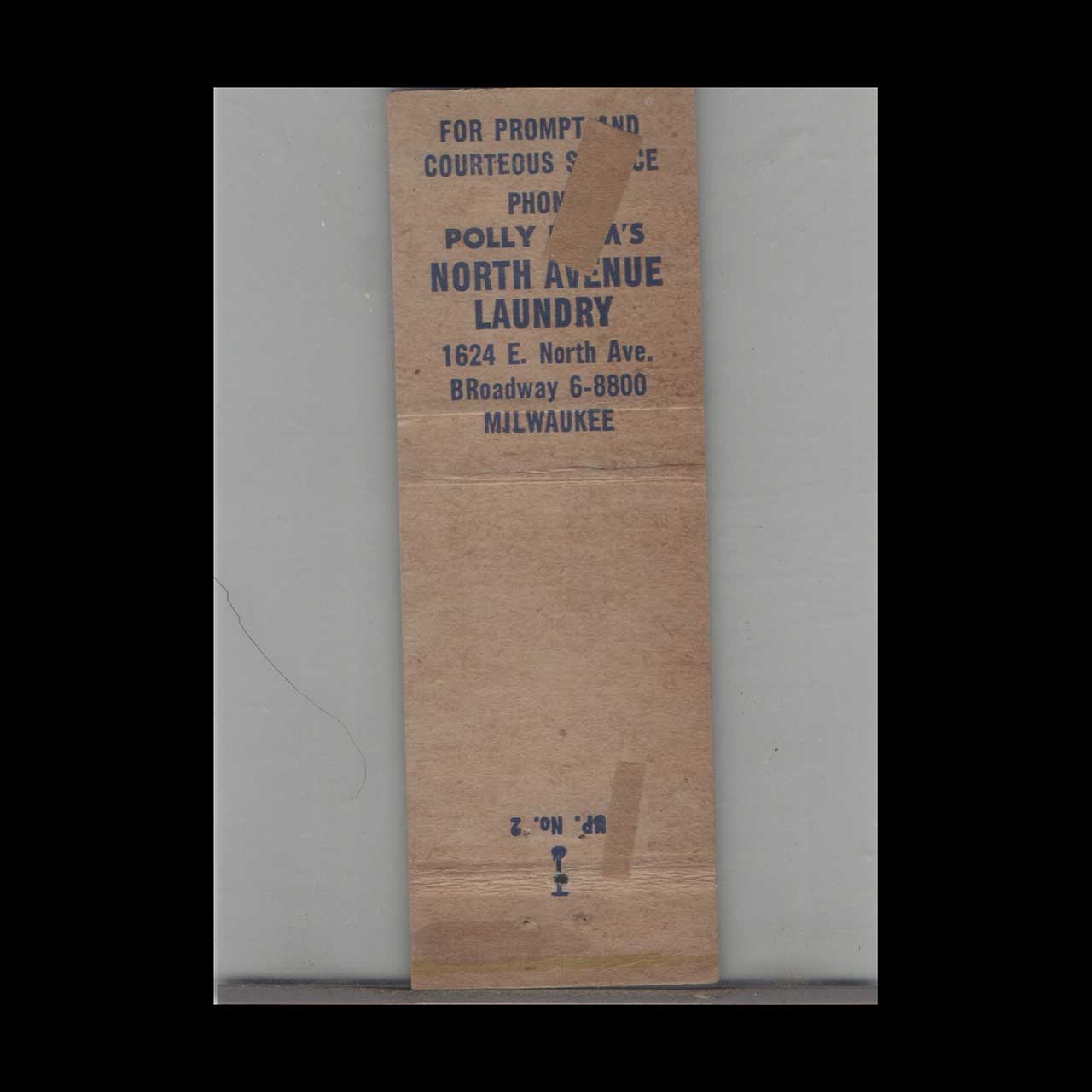 Polly Prims Fine Launderers Milwaukee Matchbook Cover Polly Prims Fine Launderers Milwaukee Matchbook Cover