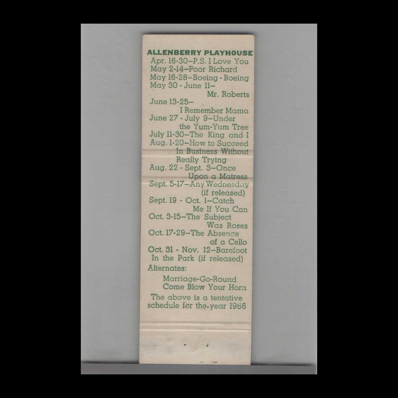 Allenberry Dining & Lodging Matchbook Cover Boiling Springs Allenberry Dining & Lodging Matchbook Cover Boiling Springs