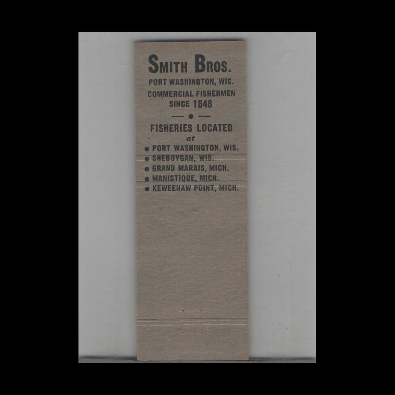Smith Brothers Fish Shanty Matchbook Cover Port Washington Smith Brothers Fish Shanty Matchbook Cover Port Washington