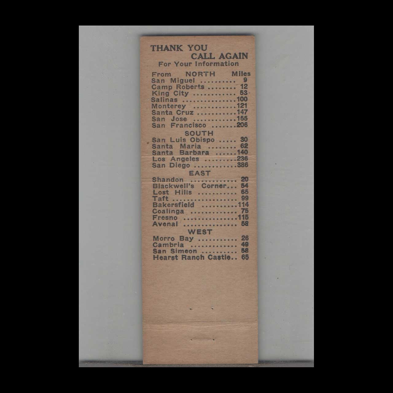 Smiths Drive In Restaurant Matchbook Cover Paso Robles Smiths Drive In Restaurant Matchbook Cover Paso Robles