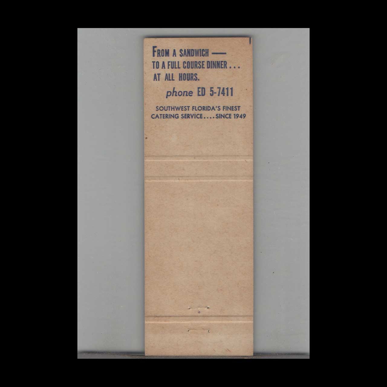 Snack House Restaurant Matchbook Cover Ft Myers FL Snack House Restaurant Matchbook Cover Ft Myers FL