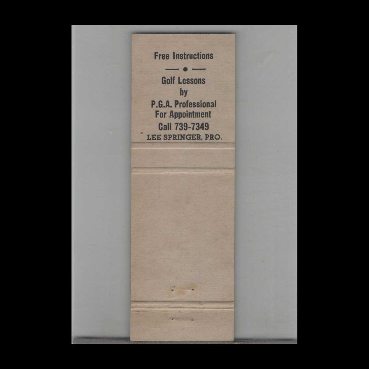 Springers Golf Range Matchbook Cover East Lyme CT Springers Golf Range Matchbook Cover East Lyme CT